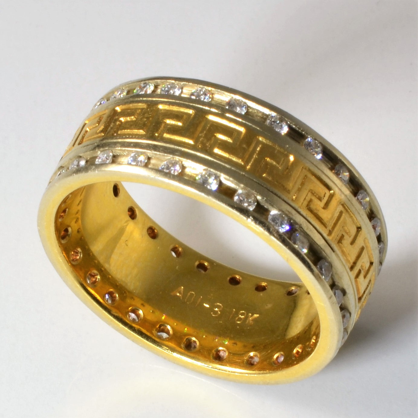 Elegant Geometric Double Row Eternity Band Ring - 0.54ctw Diamond Wedding Band for Women - Size 10.25 - Perfect for Anniversary, Engagement, and Special Occasions