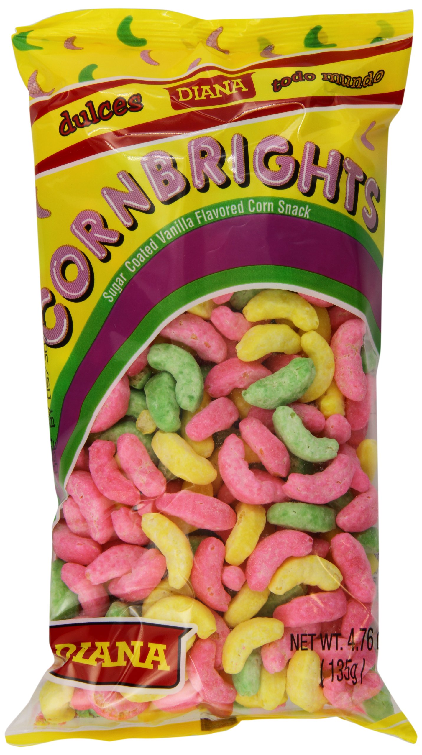 Diana Corn Brights Snacks - 4.76oz (Pack of 24) | Crunchy Corn Puffs | Gluten-Free, Vegan Snacks | Perfect for Lunchboxes, Parties & On-the-Go Snacking