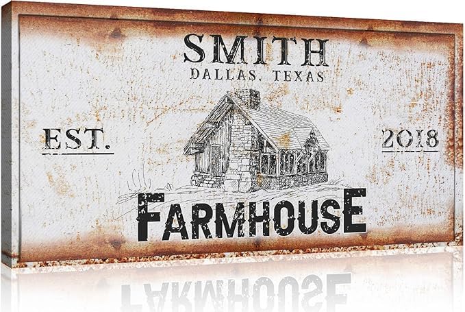 Farmhouse Wall Decor - Large Rustic Canvas Sign for Home, Living Room, Office & Entryway | Personalized Stone Cabin Art Print 60x30 inches | Perfect for Country Living, Cabin Decor & Farmhouse Style Interiors
