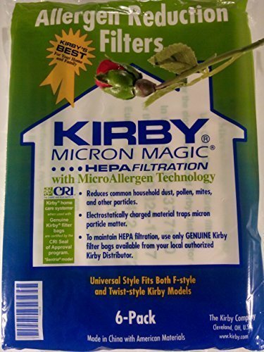 Kirby Vacuum Cleaner Disposable HEPA Filter Bags - 6 Pack White Universal Replacement Bags for All Kirby Models | Dust-Free Cleaning for Carpets, Hard Floors & Pet Hair
