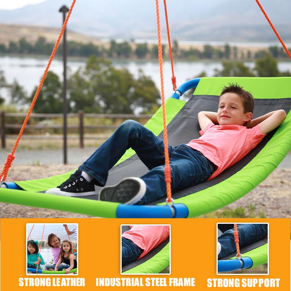 Outdoor Tree Swing for Kids and Adults - 40 Inch Heavy Duty Saucer Swing with 800LB Capacity - Perfect for Backyard, Garden, and Playground Fun