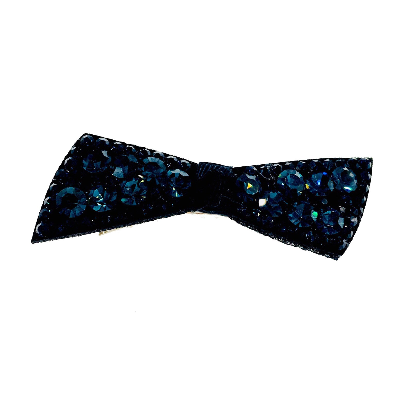 Elegant Swarovski Crystal Bow Knot Hair Clip - Acrylic Black Base with Navy Blue Accents | Perfect for Weddings, Prom, Parties & Everyday Glam