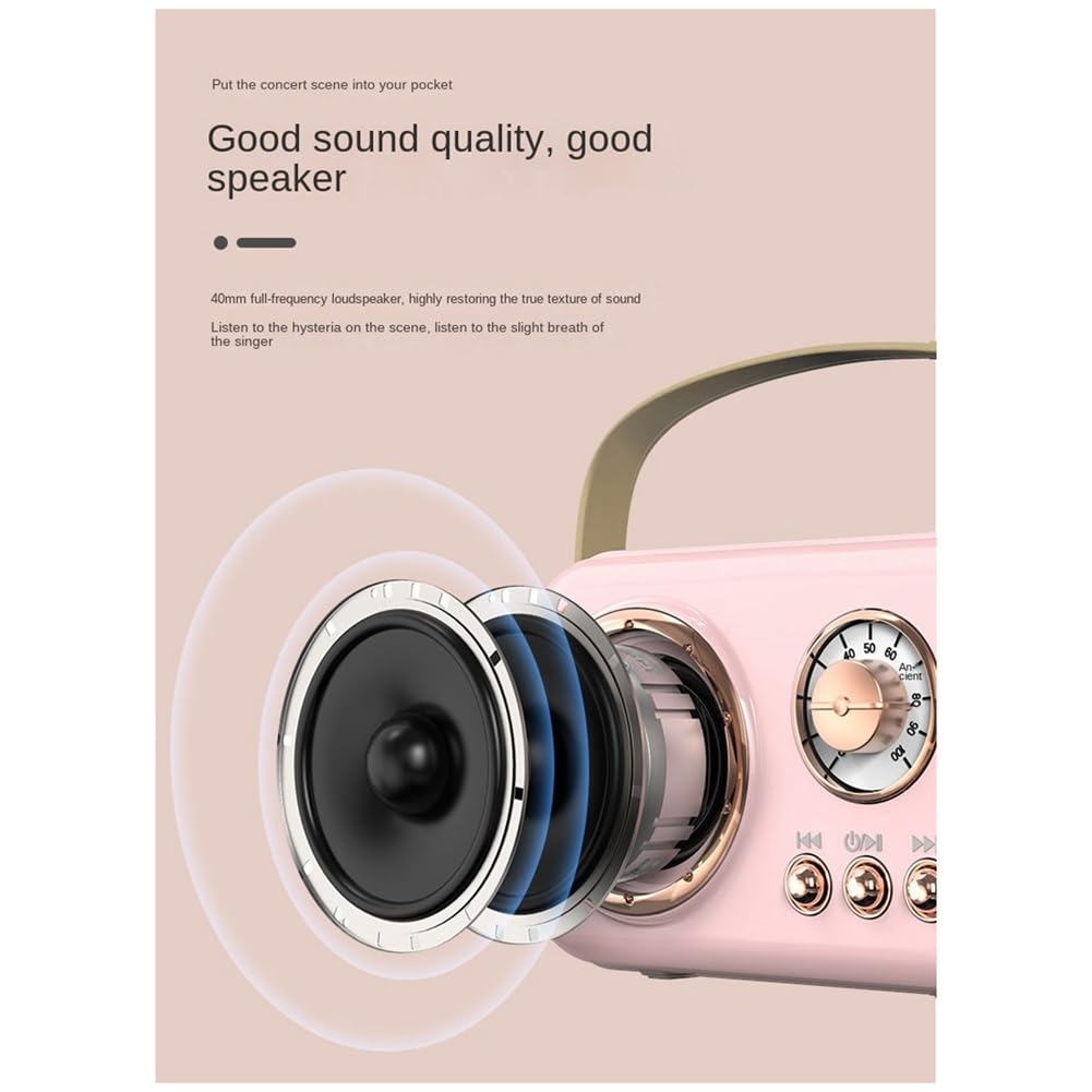 POLISH Family Outdoor Bluetooth Karaoke Speaker with Wireless Microphone - Portable High Volume Subwoofer for Kids (Pink) | Perfect for Birthday Parties, Camping & Family Gatherings
