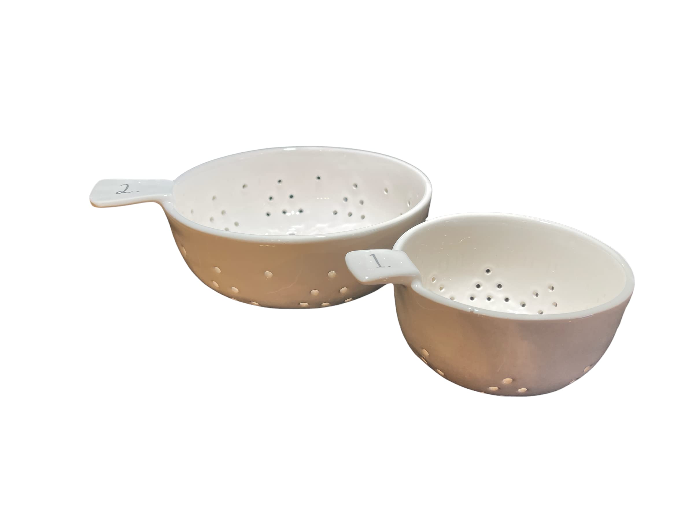 Premium Ceramic Colander and Strainer Set with Stem Print - 2-Piece Kitchen Strainer for Pasta, Salad, and Vegetables - Ideal for Cooking, Draining, and Serving
