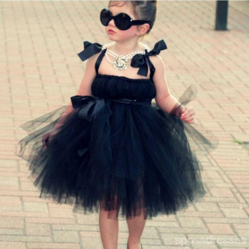 Elegant Black Tulle Flower Girl Dresses for Toddlers - Affordable Little Black Party Dresses (FG044) - Perfect for Weddings, Birthday Parties & Special Occasions