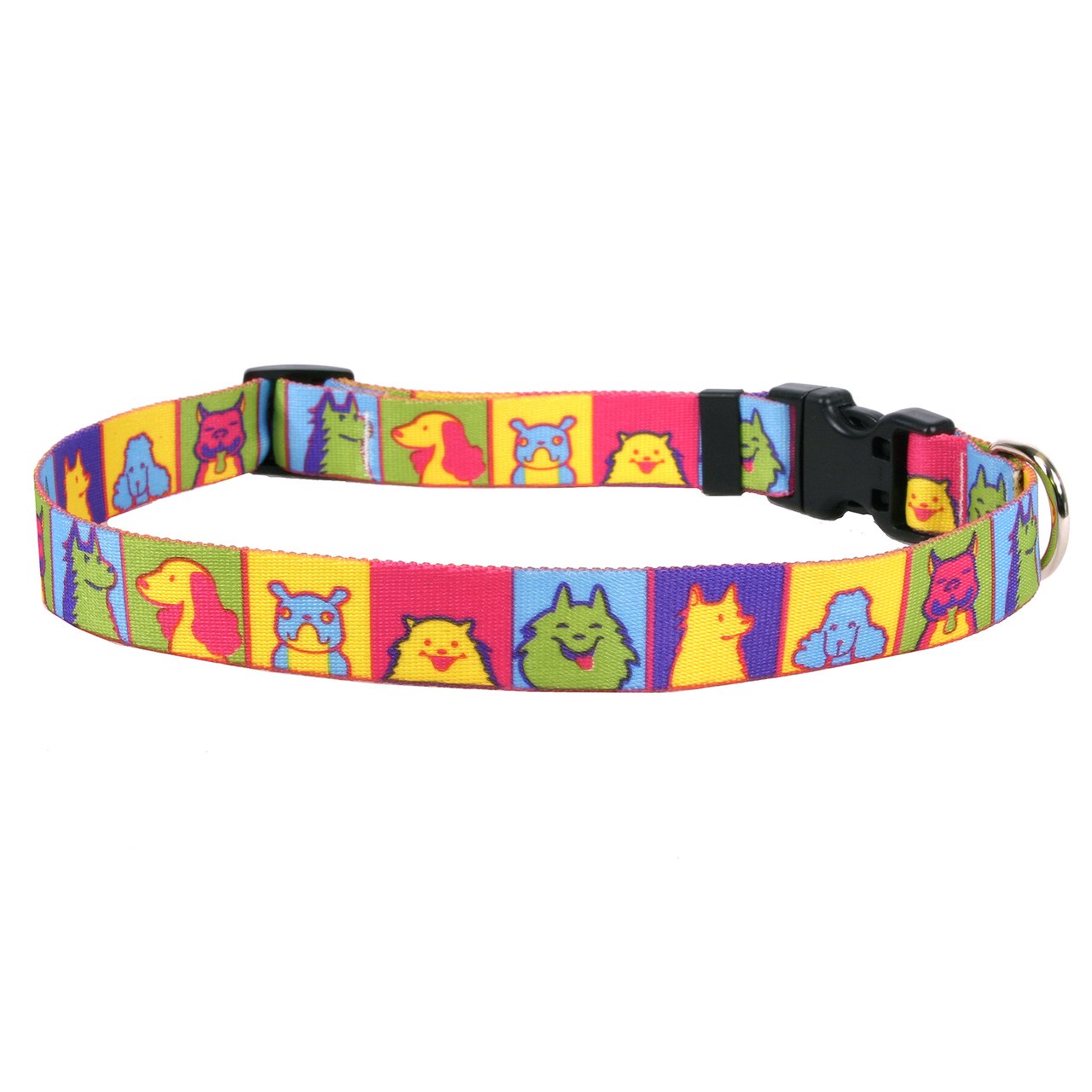 Yellow Dog Design Pop Art Dogs Dog Collar - Medium Size 14