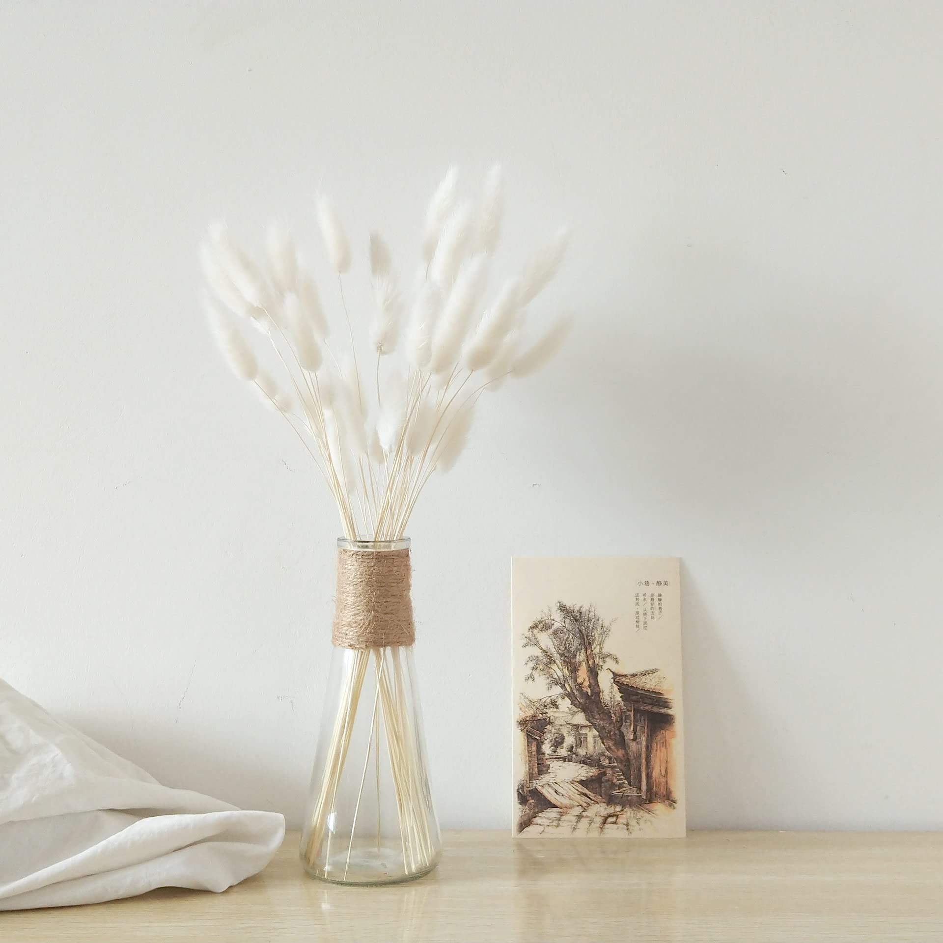 60/30Pcs Natural Dried Pampas Grass Bouquet - Real Rabbit Tail Flowers for Wedding Decor, Easter Home Decorations, Boho Chic Room & Table Centerpiece (15-30 Stems)