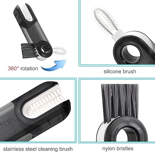 DASOSMI CREATION 3-in-1 Cup Lid Gap Cleaning Brush - Bottle Lid & Straw Cleaner Tool for Tiny Bottles, Cups & Crevices - Perfect for Baby Bottles, Travel Mugs & Hard-to-Reach Spots