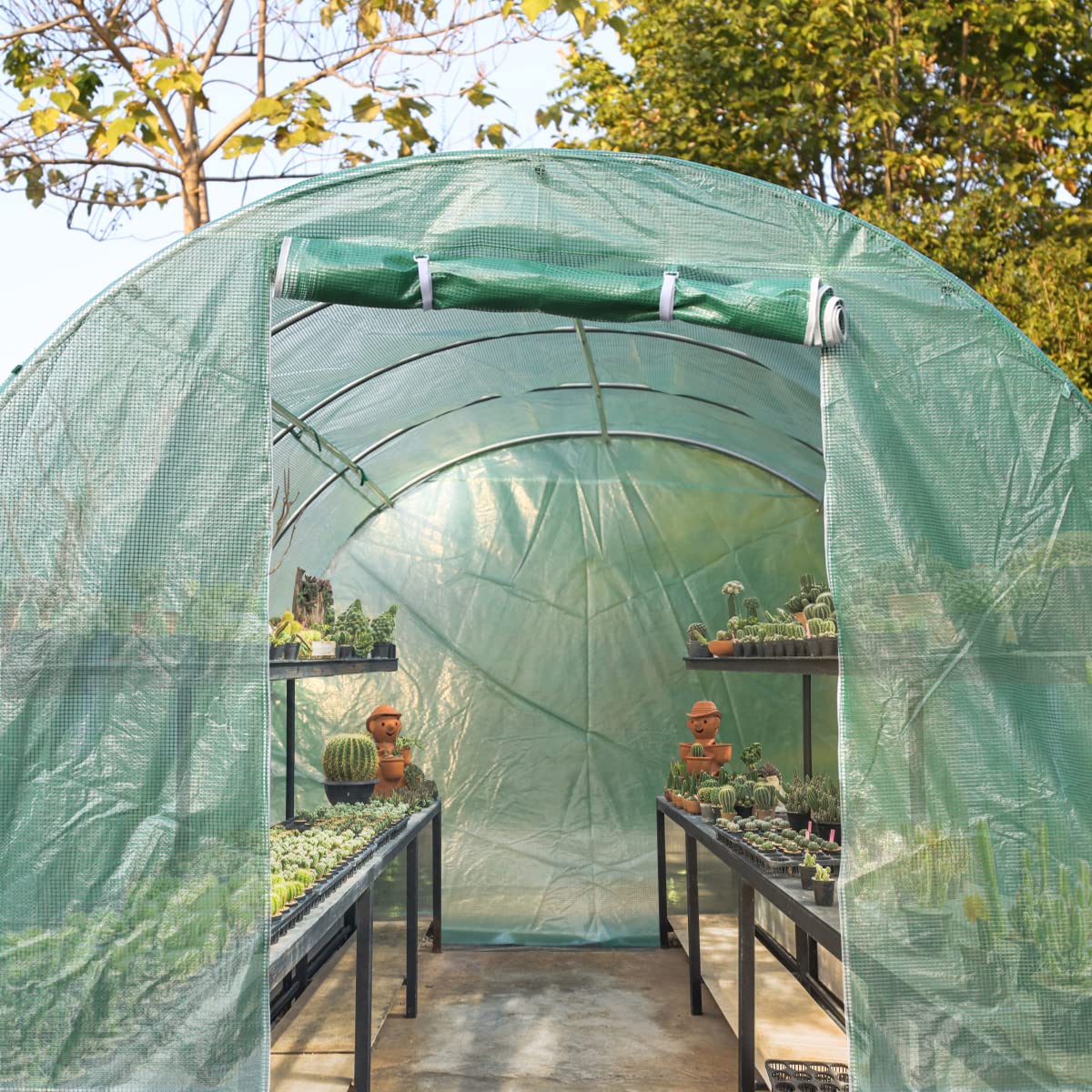 20' x 10' x 7' Walk-in Steel Greenhouse Kit with Plant Shelves - Durable Outdoor Garden Greenhouse for Patio, Backyard & Gardening Enthusiasts - Perfect for Growing Vegetables, Flowers & Herbs Year-Round