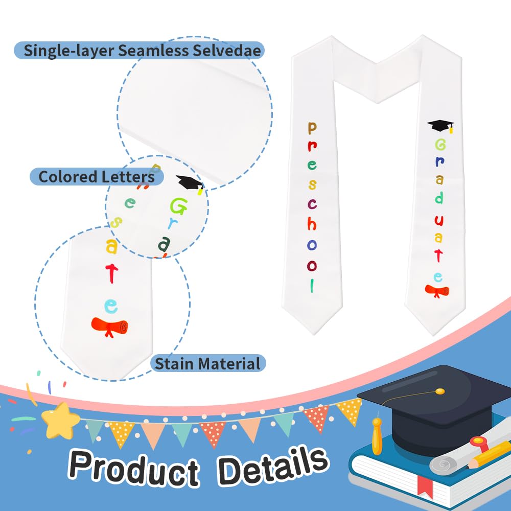 Kindergarten Preschool Graduation Sash & Stole - Class of 2025 Graduation Accessories for Kids | Perfect for Preschool Ceremonies, Photo Shoots & Keepsakes