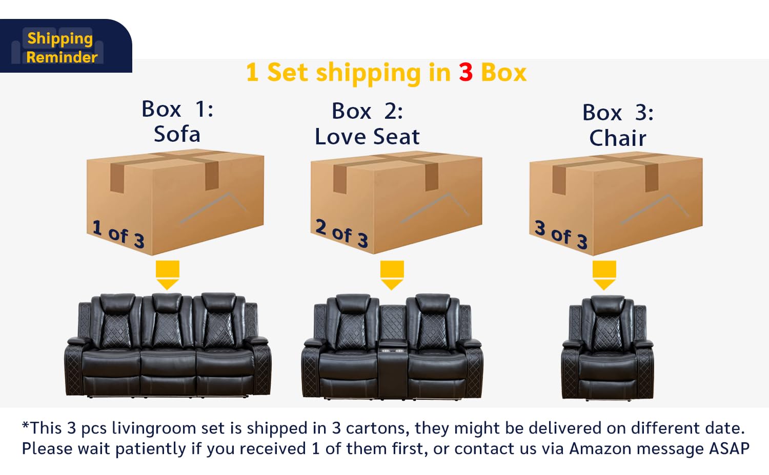 Electric Power Recliner Sofa Set with LED Lights - Modern Living Room Furniture for Home, Dorm, Guest House & Airbnb | Perfect for Relaxing, Movie Nights & Small Spaces