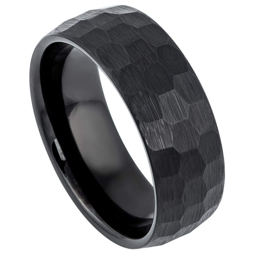 Personalized Tungsten Wedding Rings for Couples - 8mm Black IP Plated, Laser Engraved for Gifts & Anniversaries