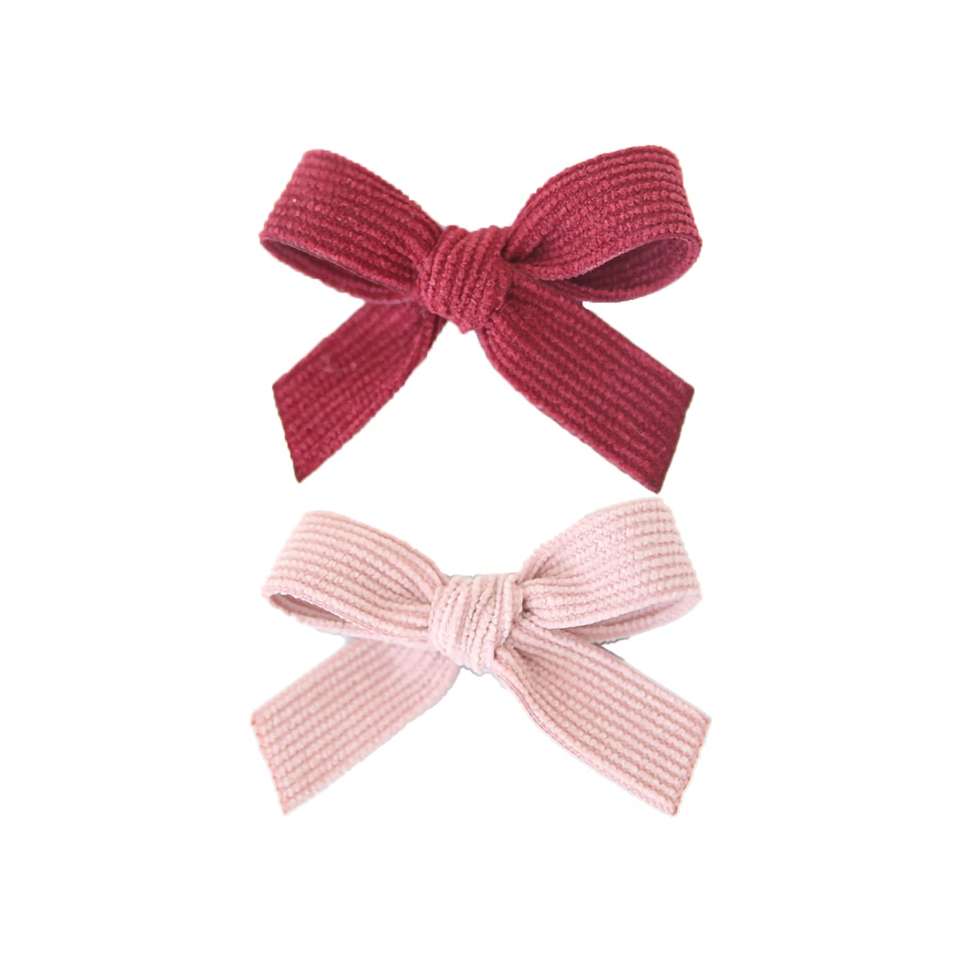 Handmade Corduroy Bow Hair Clips for Girls & Baby Girls - Red & Pink Hair Accessories | Perfect for Parties, School, and Everyday Wear