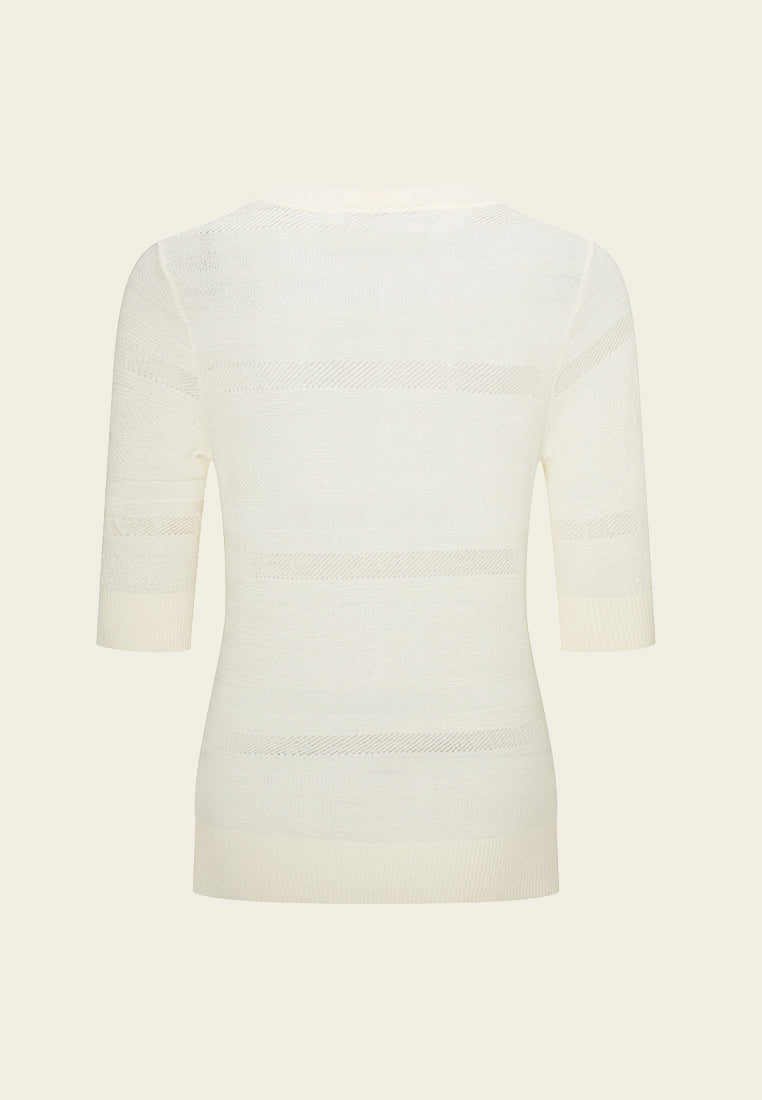 Women's Striped Knitted Slim Fit T-Shirt - Casual & Comfortable for Everyday Wear, Layering, and Office Outfits