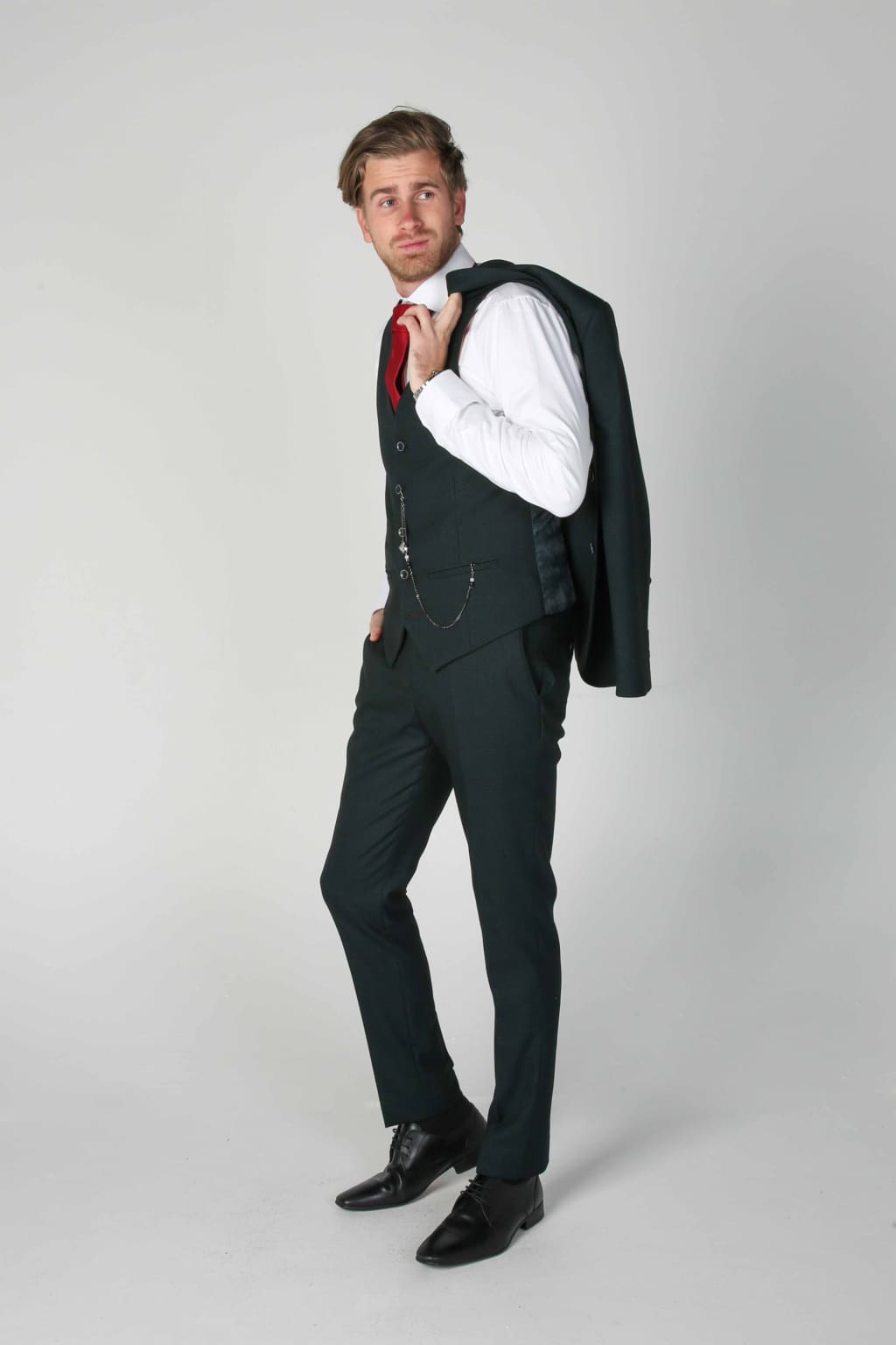 Jasper Green Men's Three Piece Suit | Premium Formal Business Attire | Perfect for Weddings, Office & Special Occasions