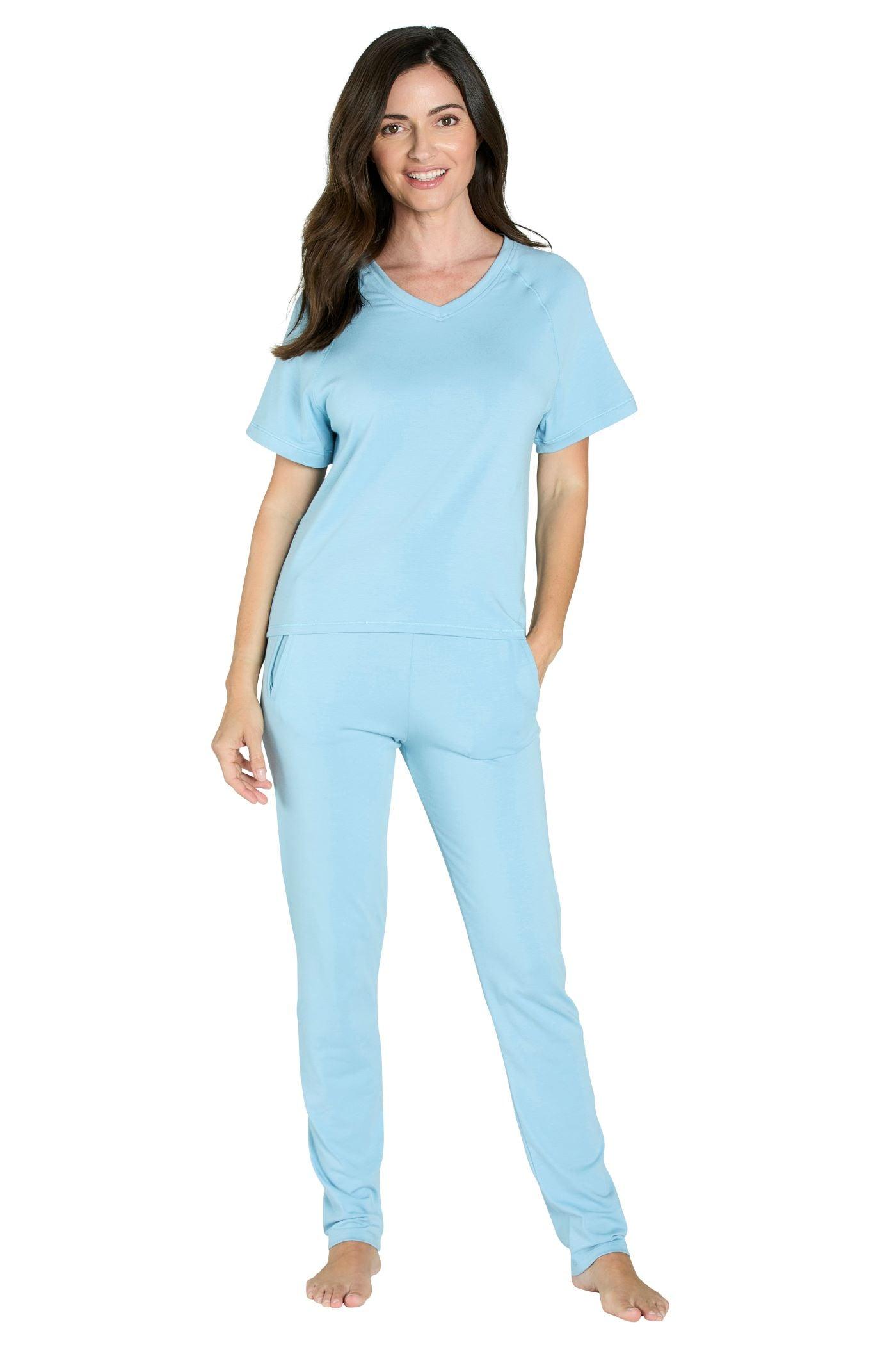 Brenda Relaxed Short Sleeve Loungewear Set - Soft Cotton Comfortable Women's Lounge Outfit for Home, Yoga & Relaxation
