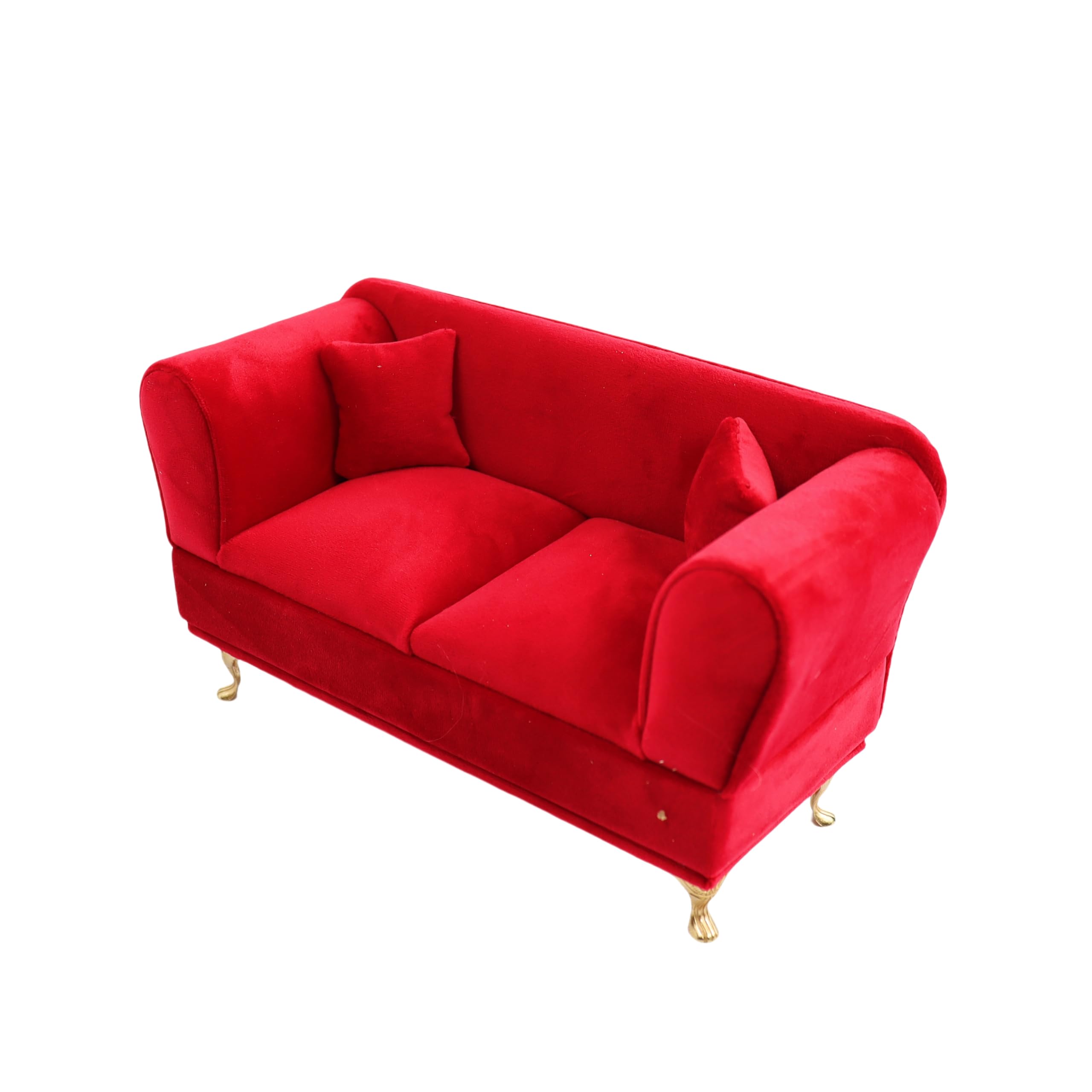 1/6 Scale Miniature Dollhouse Sofa & Pink Velvet Jewelry Box - Tiny Furniture Accessories for Dollhouse, DIY Crafts & Collectibles - Perfect for Home Decor, Gift Giving & Creative Play