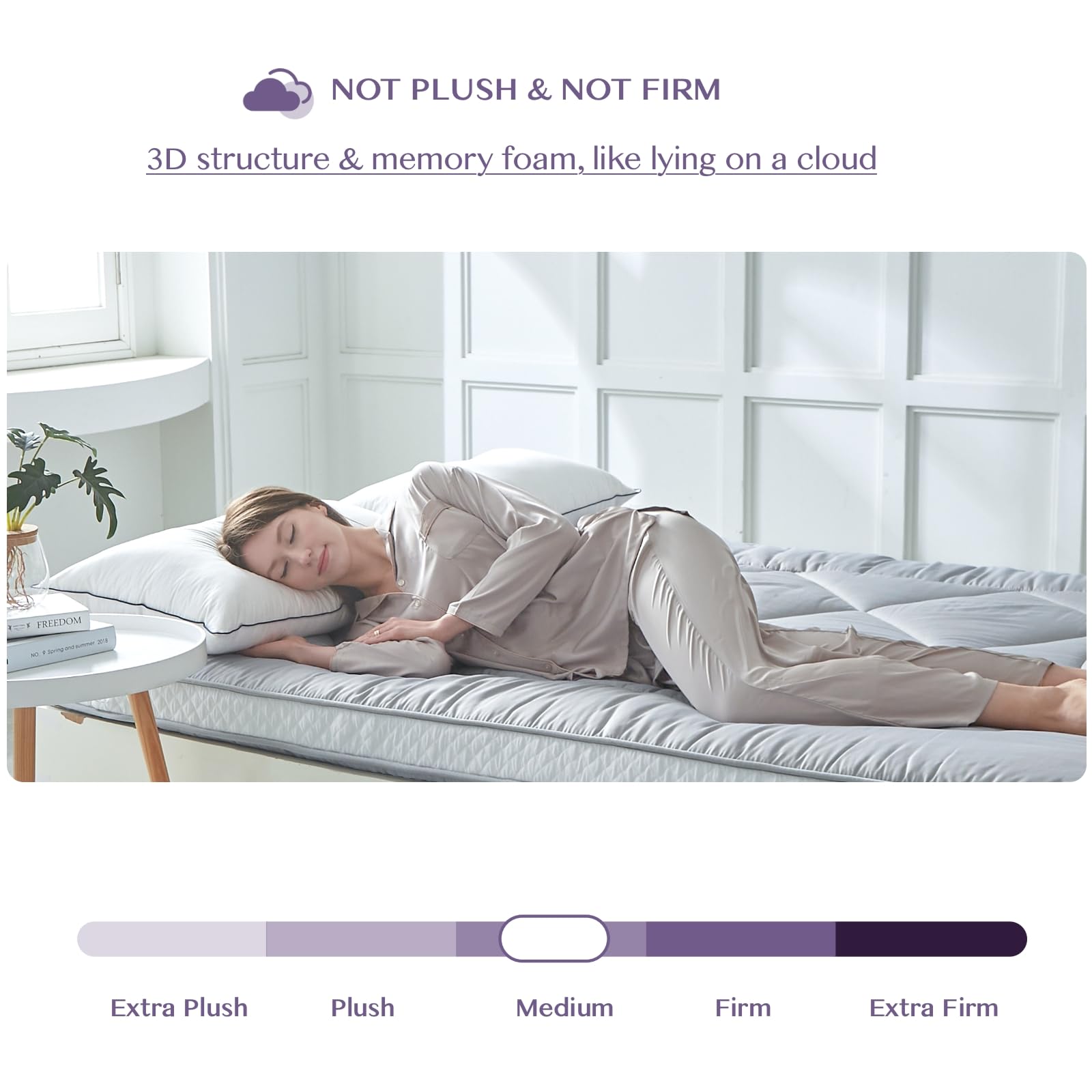 Japanese Floor Mattress Futon - Extra Thick Roll-Up Tatami Mattress Bed Topper | Guest Bed, Lounger & Travel Mattress | Queen Size Gray | Perfect for Small Spaces, Camping & Home Yoga