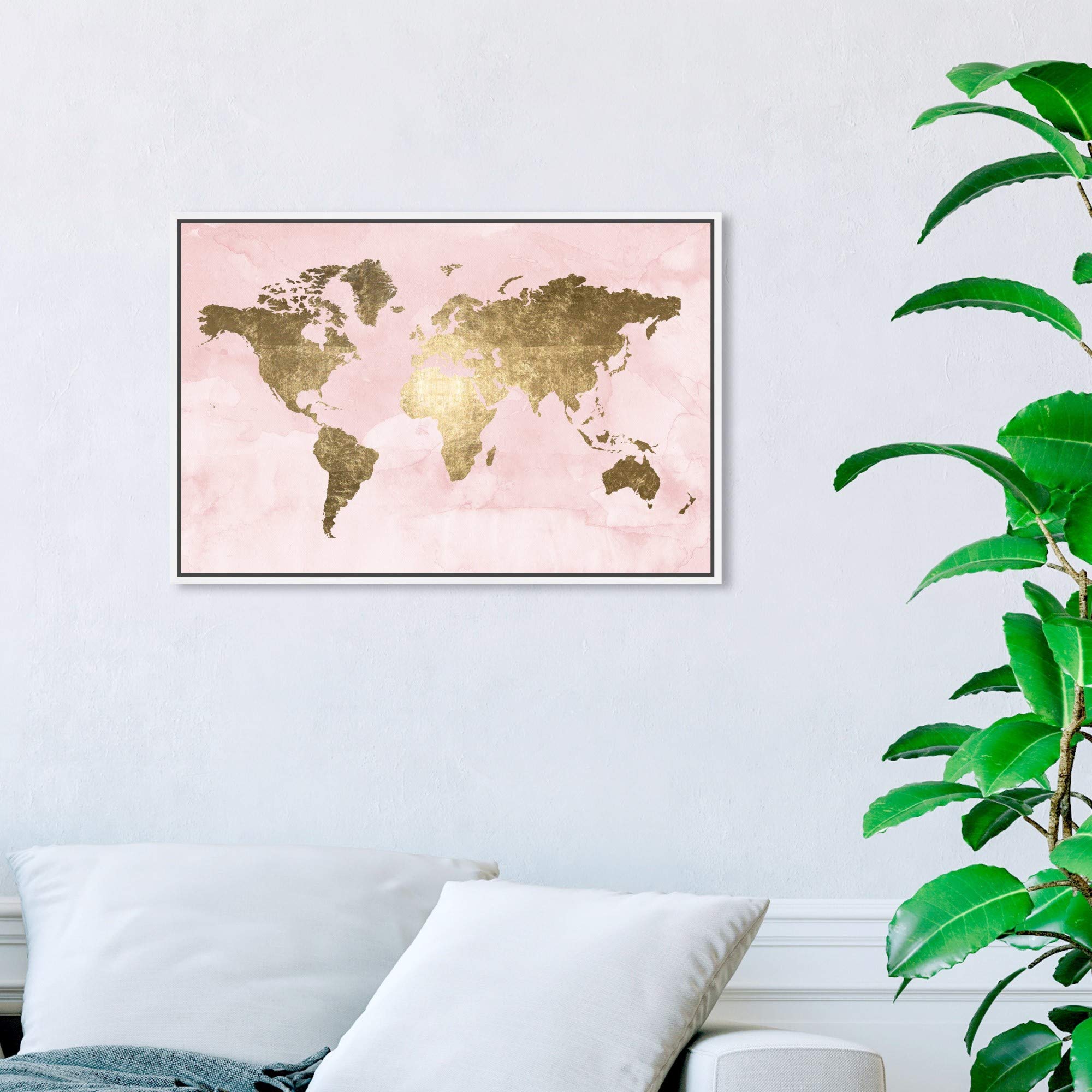 Oliver Gal Artist Co. - 16x24 Inch Blush Mapamundi Canvas Wall Art - Pink World Map Decor for Living Room, Bedroom & Office - Modern Home Decor & Unique Gift Idea
