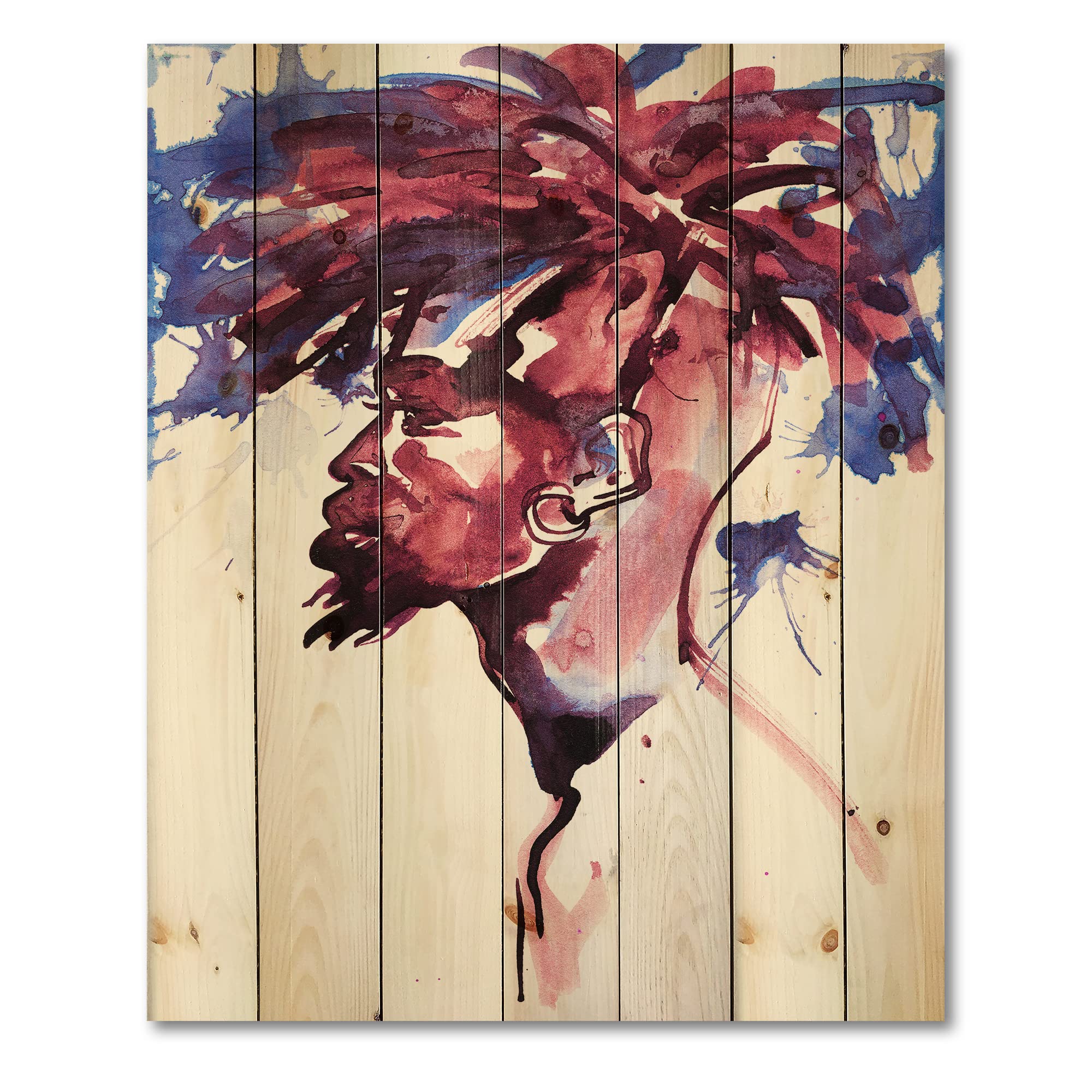 African Man Wood Wall Art - Modern Portrait Decor for Living Room