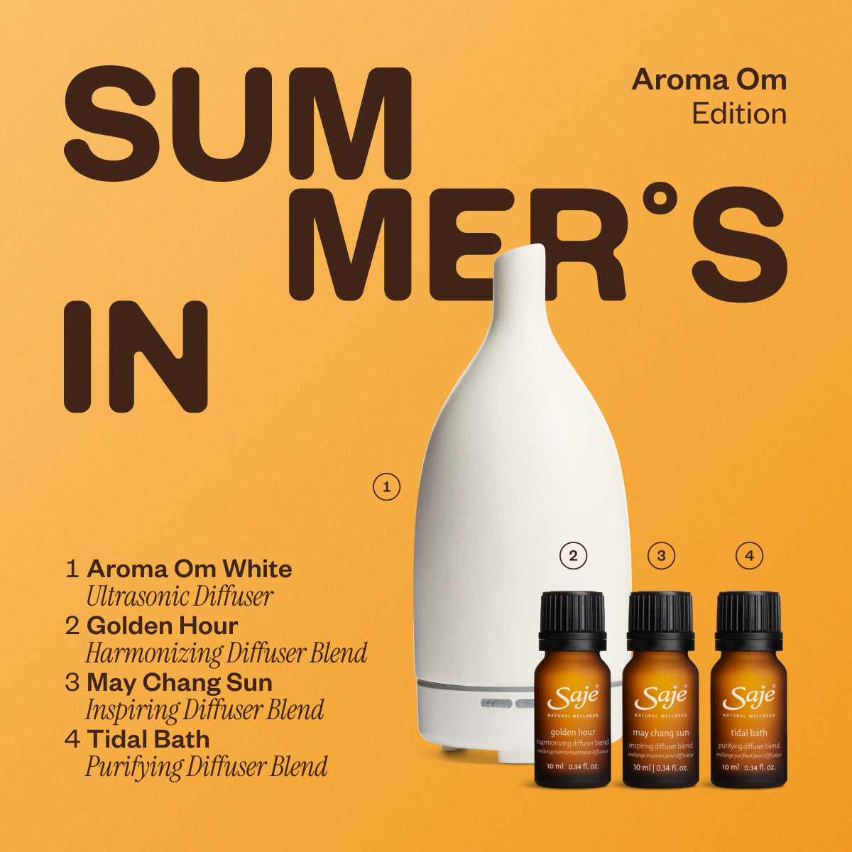 Aroma Om White & Summer's In Essential Oil Diffuser - Perfect for Yoga, Meditation, and Home Relaxation