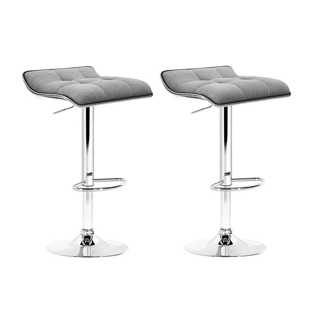 2-Pack Adjustable Height Bar Stools with Linen Upholstery and Gas Lift Mechanism - Perfect for Kitchen Islands, Breakfast Nooks & Home Bars