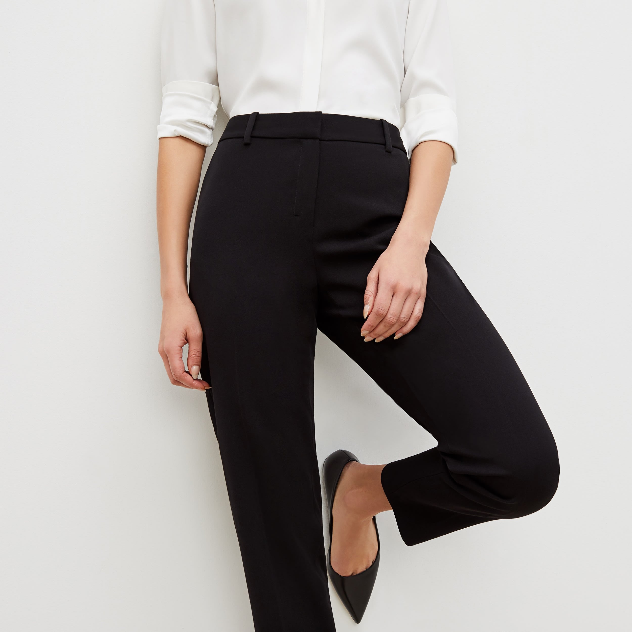 Mejia Light Twill Pants for Women - Comfortable Black Casual Trousers for Work, Office & Everyday Wear