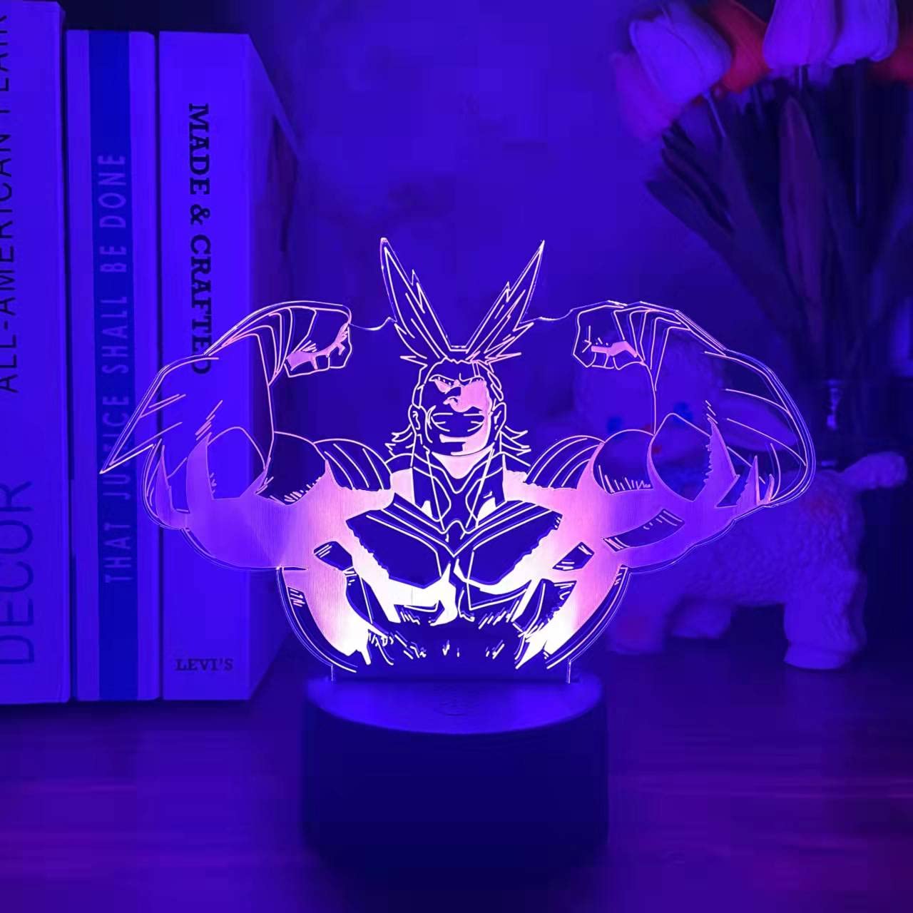 My Hero Academia All Might 3D LED Anime Night Light - 7 Color Changing Bedside Lamp for Kids Room, Christmas & Birthday Gift - Perfect for Bedroom Decor, Study Desk, and Nighttime Reading