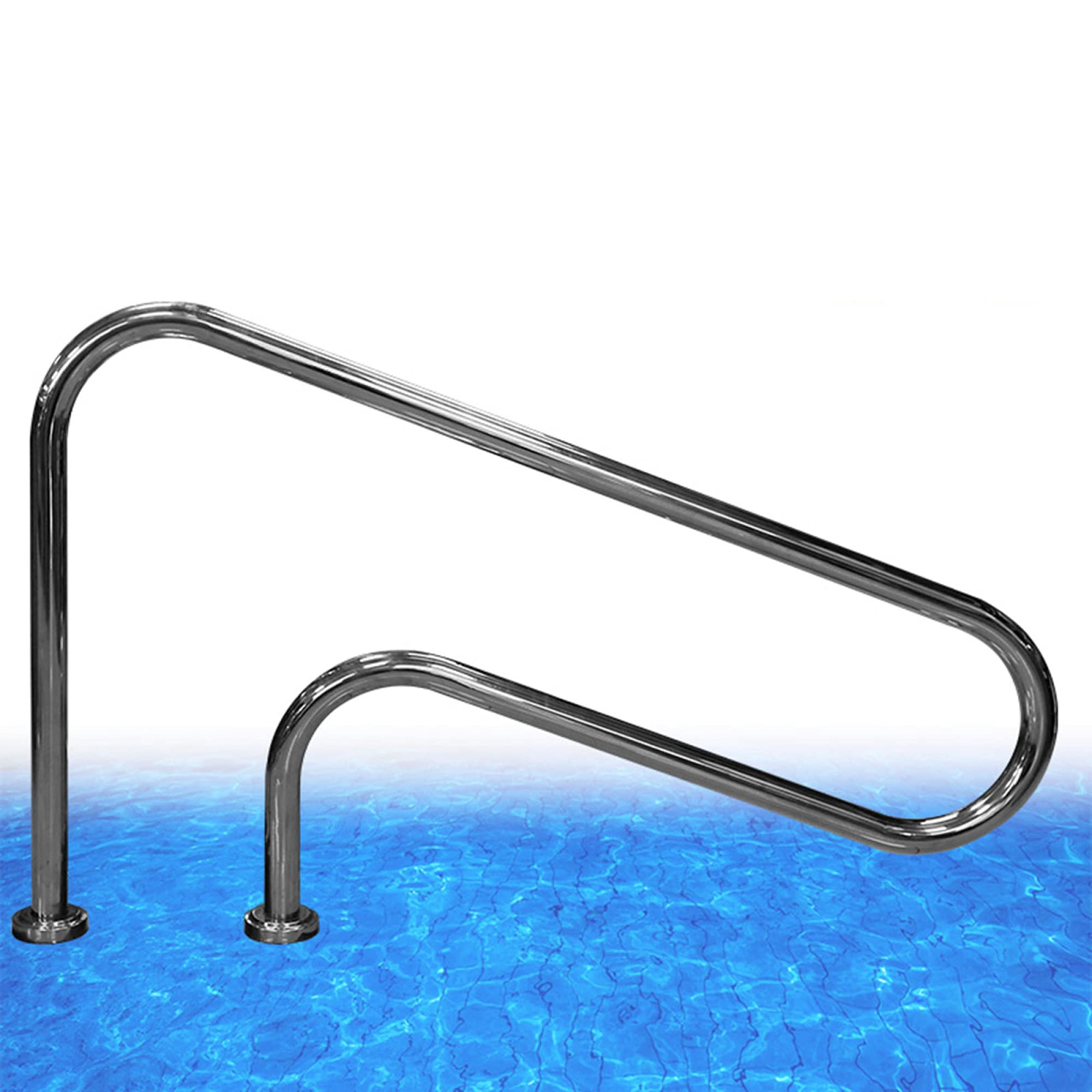 304 Stainless Steel Swimming Pool Handrails - 124cm Silver Deck Support Rods for Indoor & Outdoor Pools | Slip-Resistant Safety Handles for Pool Walls, Steps, and Spa Areas