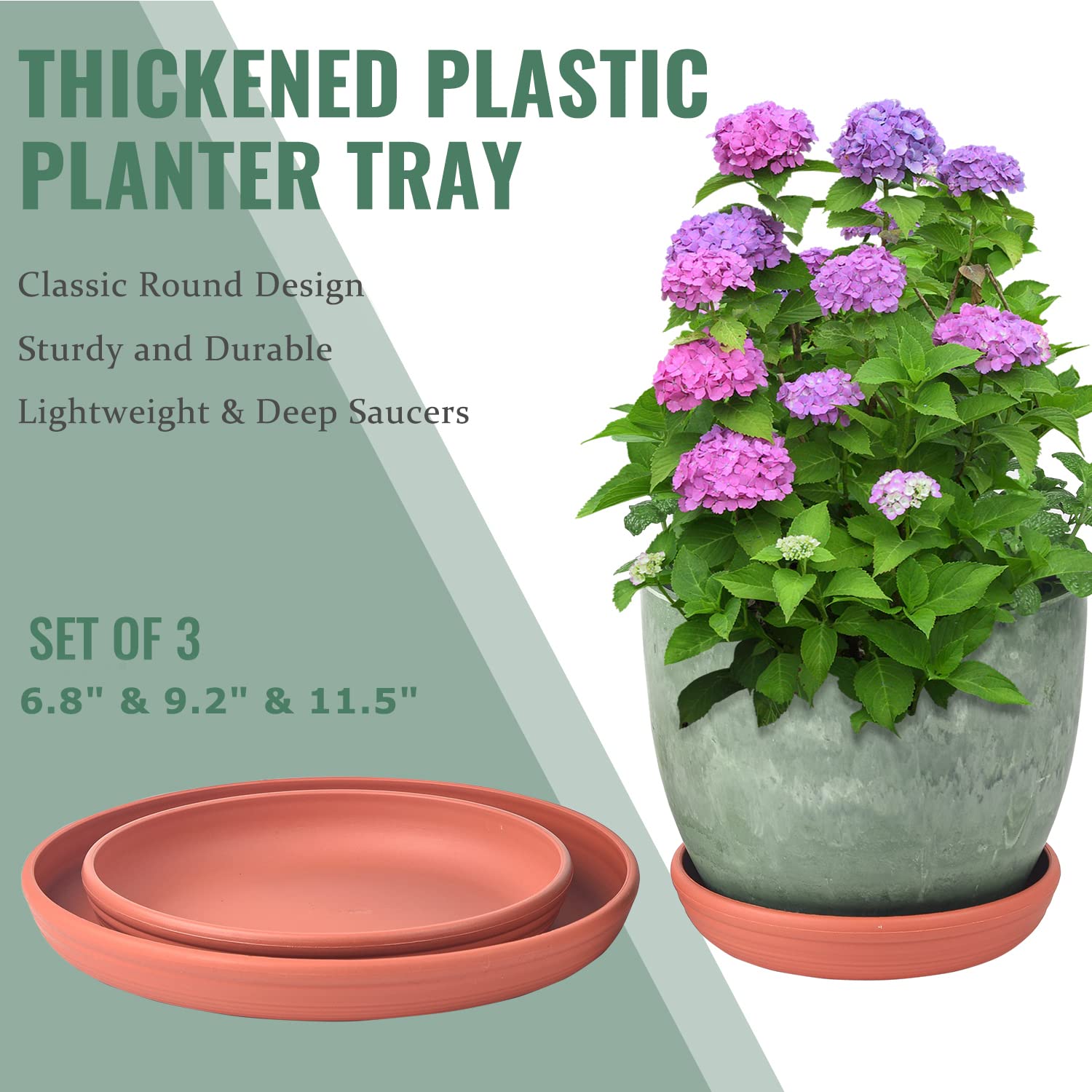 Sungmor 3-Pack Plastic Plant Saucers - 6.8