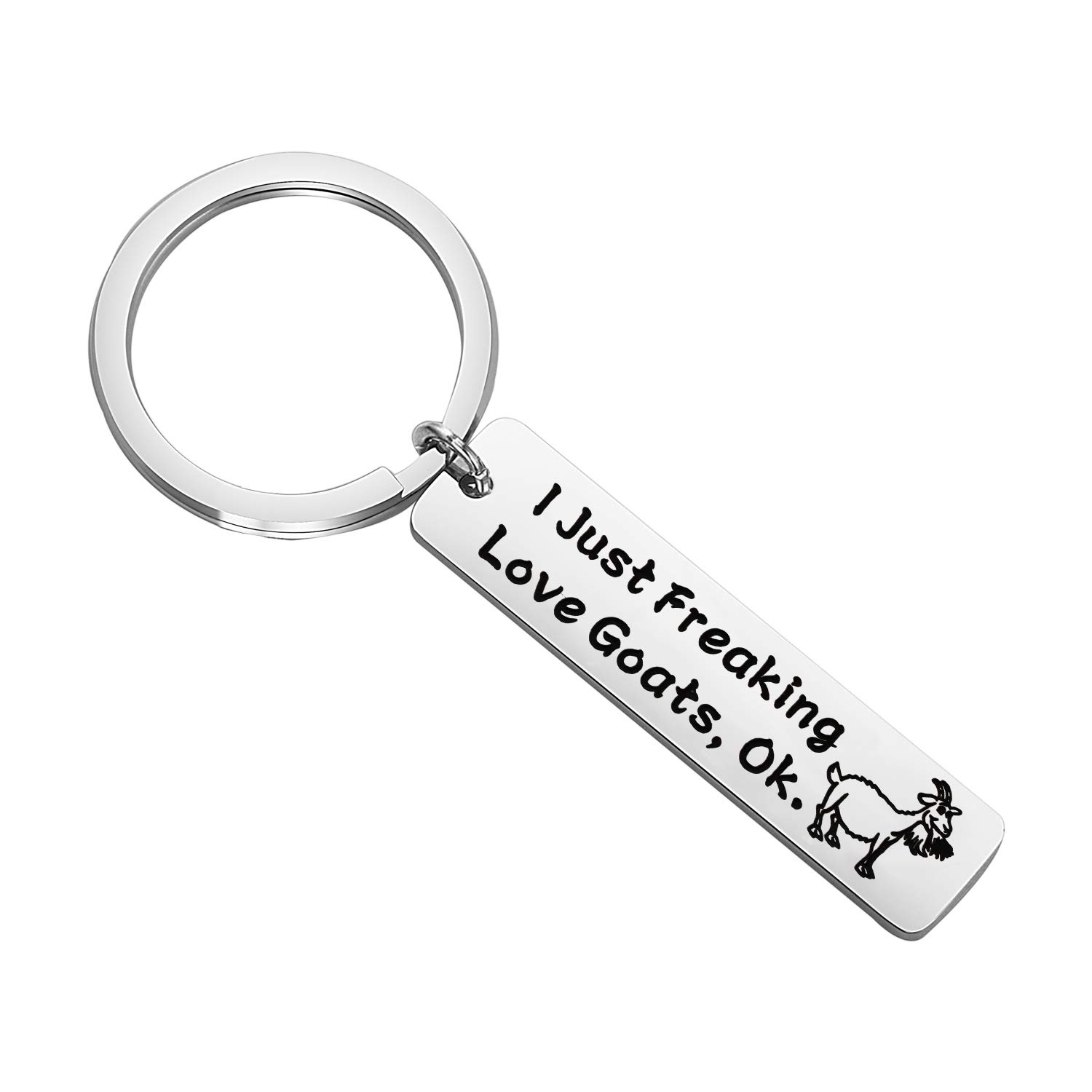 LQRI Funny Goat Keychain - Perfect Gift for Goat Lovers, Farmers & Crazy Goat Ladies | Silver Farm Animal Keyring for Pet Goat Enthusiasts | Great for Birthdays, Christmas & Farm-Themed Parties