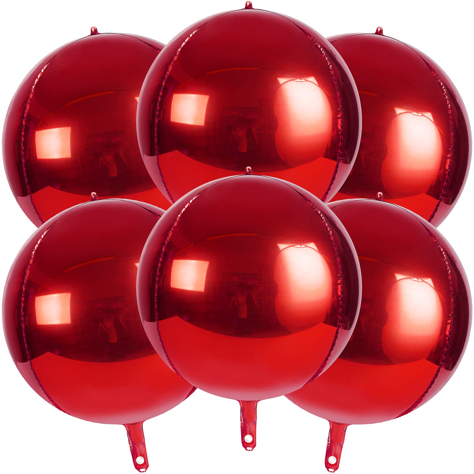 Acoavo 6-Pack 22 Inch Giant 4D Foil Red Balloons for Christmas, Party, Wedding, Proposal & Anniversary Decorations – Perfect for Balloon Garlands, Photo Backdrops & Festive Celebrations