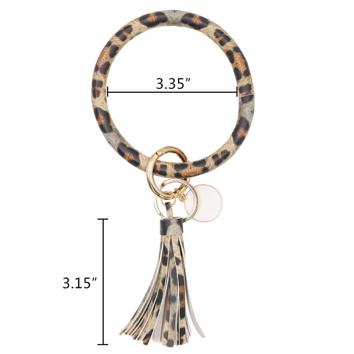Stylish PU Leather Wristlet Keychain Bracelet - Large Circle Key Ring Holder with Tassel for Women | Perfect for Key Organization, Handbag Accessory & Fashion Jewelry