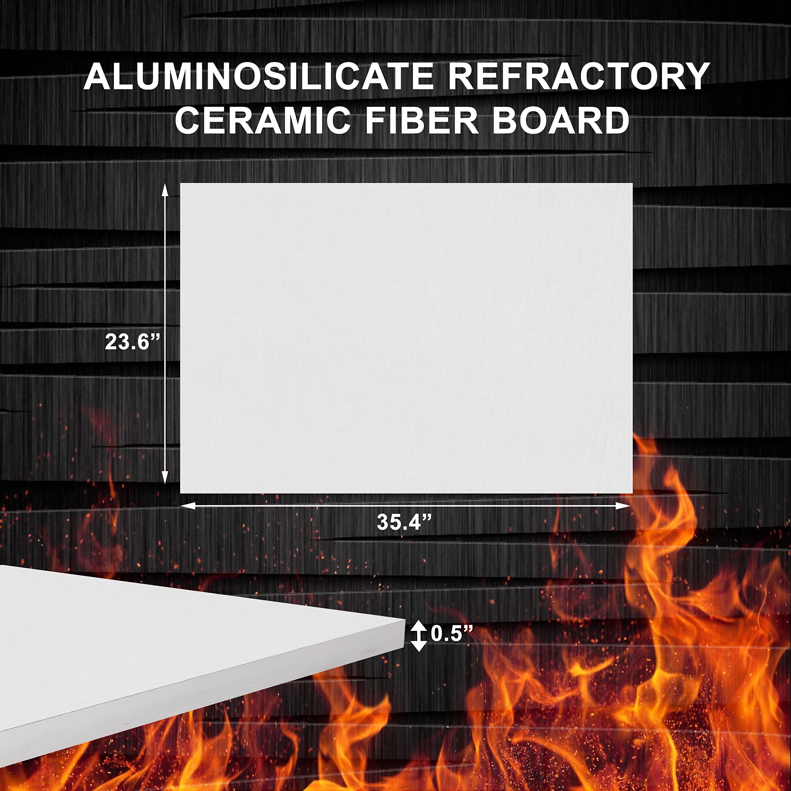 High Temperature Ceramic Fiber Insulation Board - 2300°F Fireproof - 1/2