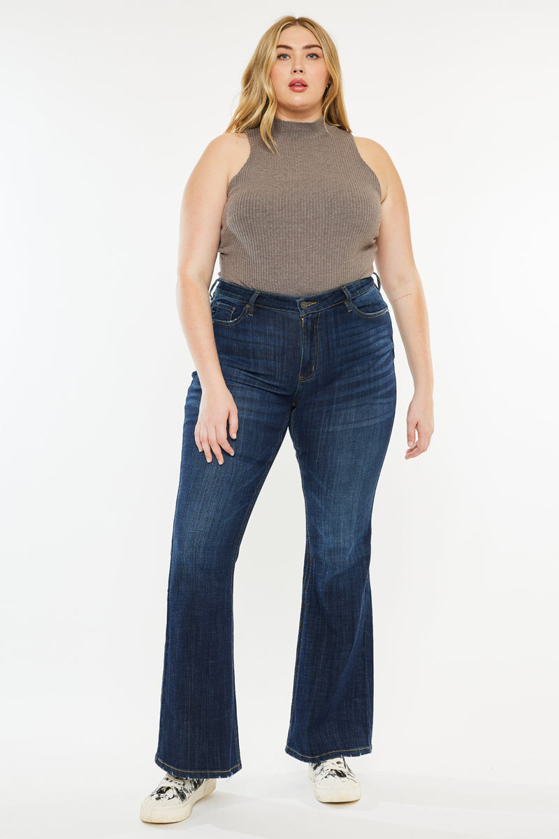 Charly Mid Rise Flare Jeans for Women - Petite Plus Size Stretch Denim Pants, Comfortable Bootcut Jeans for Casual Wear & Everyday Outfits