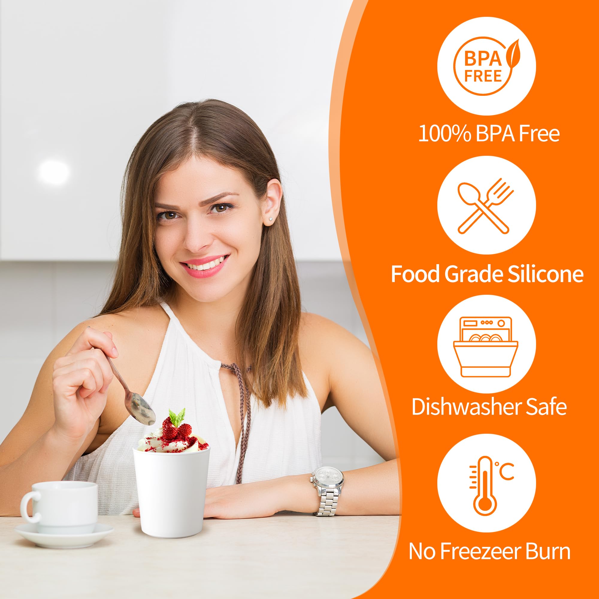Reusable 4-Pack 1 Quart Ice Cream Storage Containers with Silicone Lids - Leak-Proof Freezer Containers for Homemade Ice Cream, Gelato, Sorbet | Perfect for Parties, Picnics & Bulk Ice Cream Storage