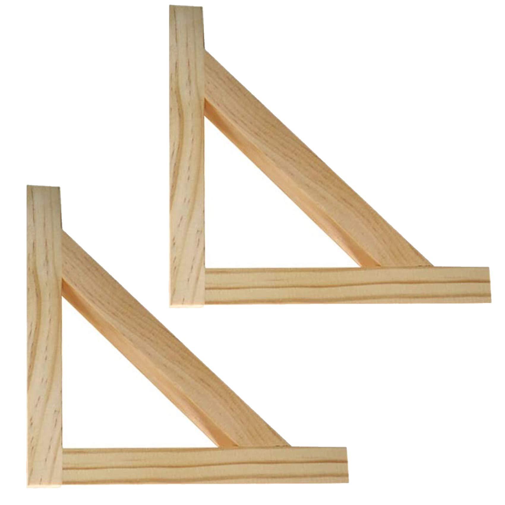 2 Pcs Wooden Triangle Shelf Brackets - Pine Floating Shelf Supports for Wall Mounting, 15x15cm, Holds Up to 50kg - Perfect for Living Room, Kitchen, Bedroom & Dining Room Storage & Display