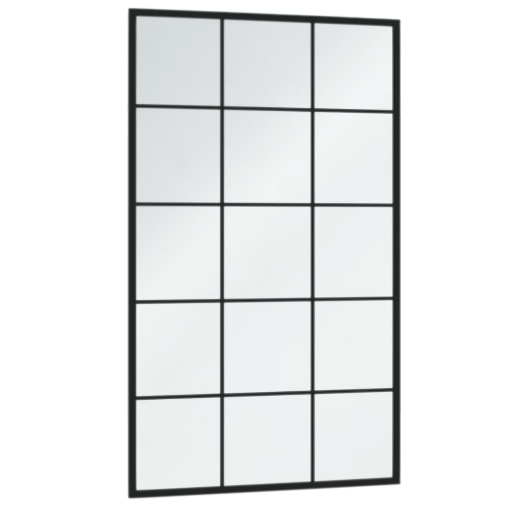 Black Metal Wall Mirror for Makeup & Bathroom Decor - 100x60 cm Hanging Vanity Mirror with Adjustable Tilt - Perfect for Bedroom, Bathroom & Dressing Room