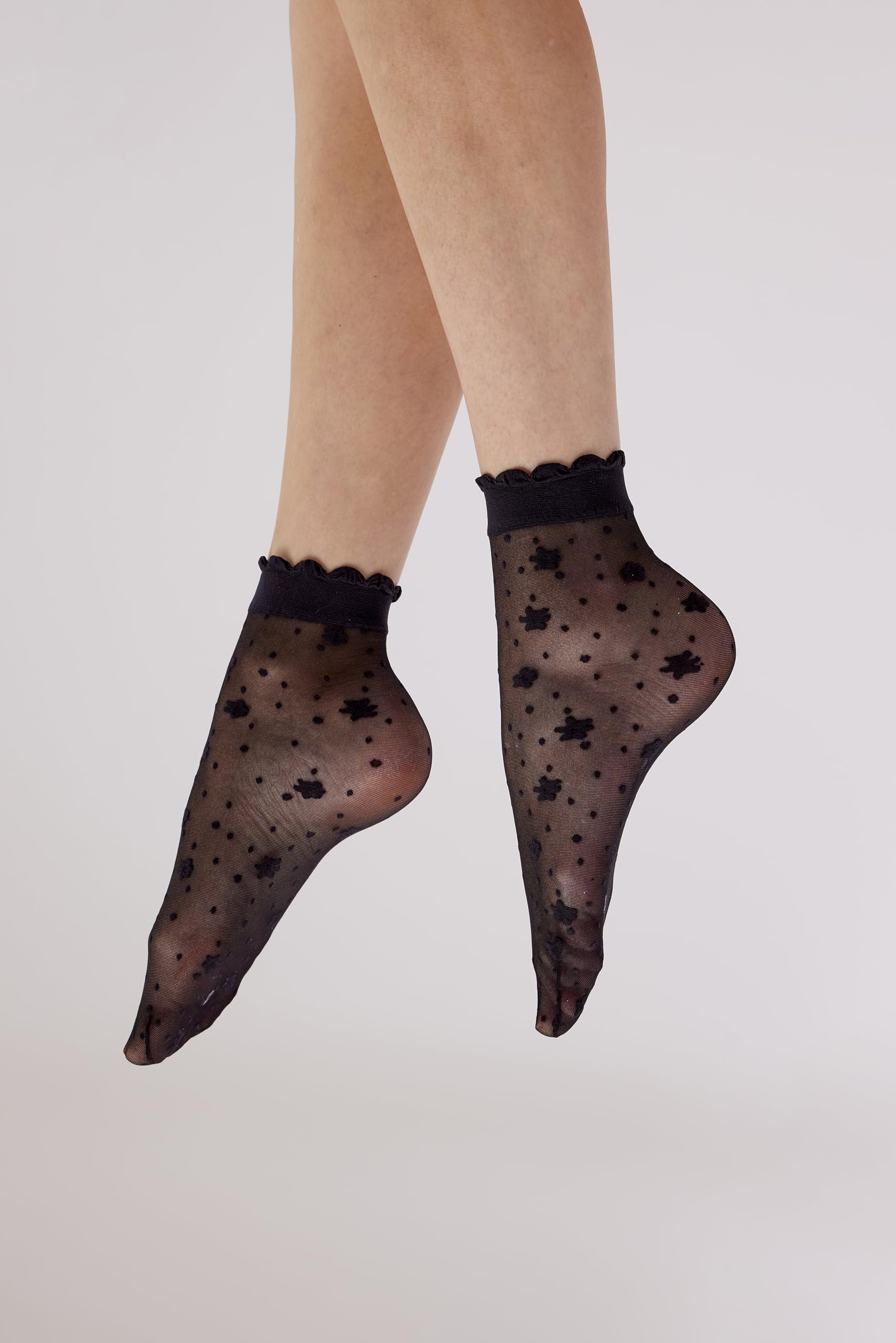 Women's Delicate Floral Sheer Socks - Breathable Ankle Socks for Fashion & Comfort, Black, One Size - Perfect for Office, Date Night & Casual Outfits