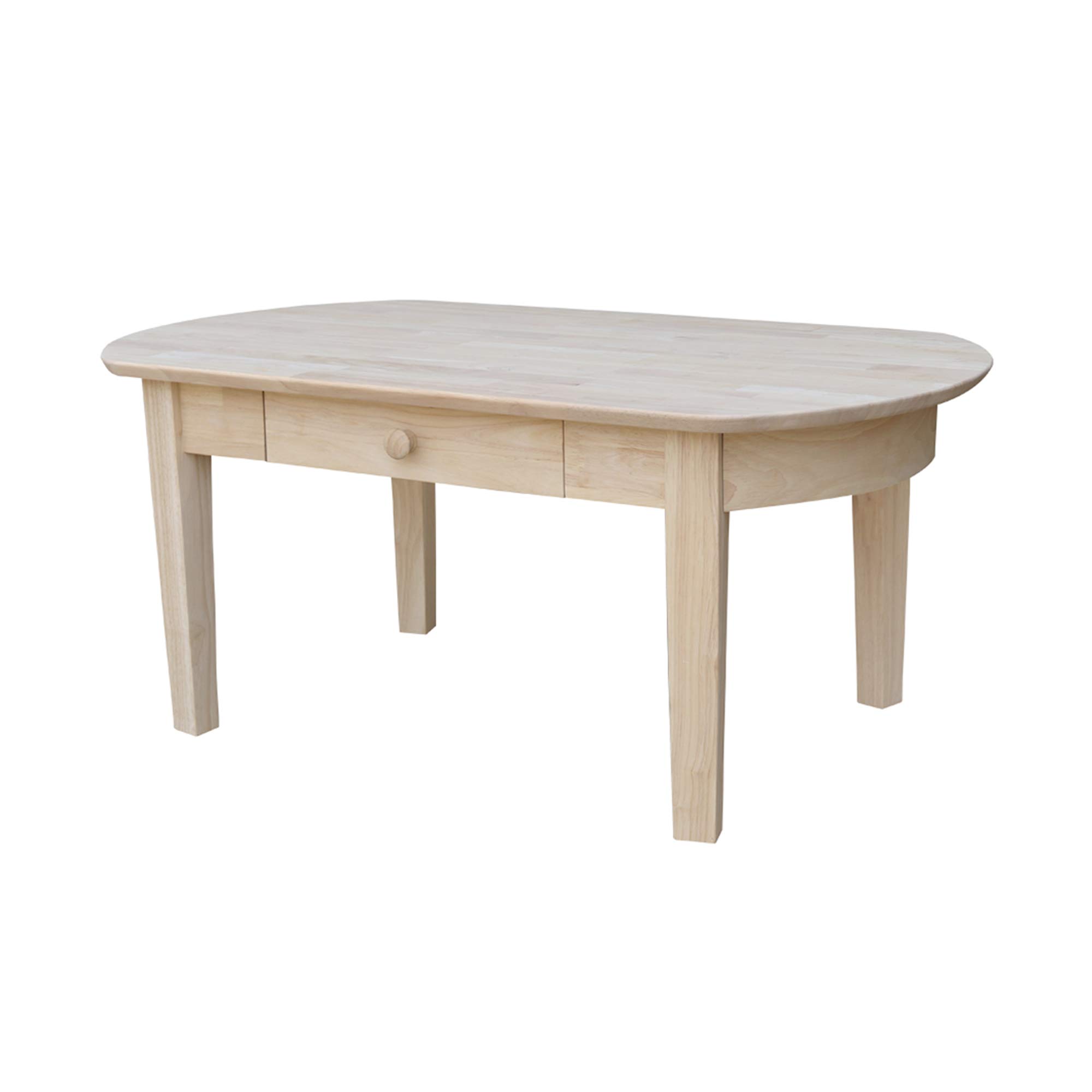 Unfinished Phillips Oval Coffee Table by International Concepts - Rustic Wooden Living Room Furniture for Home Decor & Cozy Gatherings
