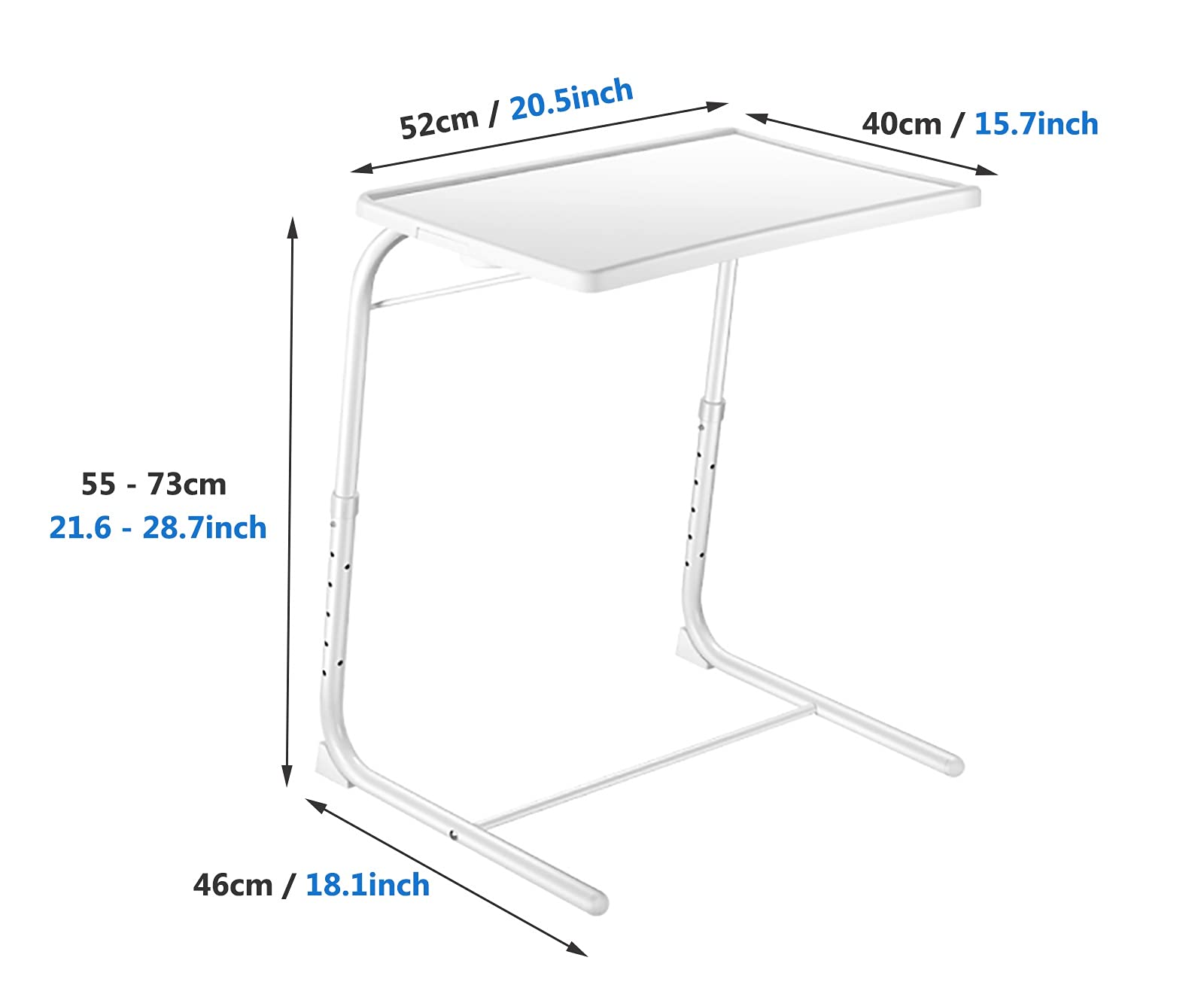 Adjustable TV Tray Table with 6 Height & 3 Angle Settings - Portable Folding Laptop Desk, Lightweight Sofa Side Table for Small Spaces (Black) - Perfect for Home Office, Bedroom, Dorm & Living Room Use