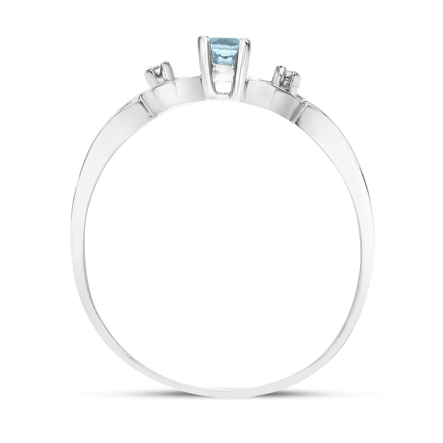 10K White Gold Oval Aquamarine and Diamond Engagement Ring for Women - Elegant Wedding, Anniversary, or Promise Jewelry Gift