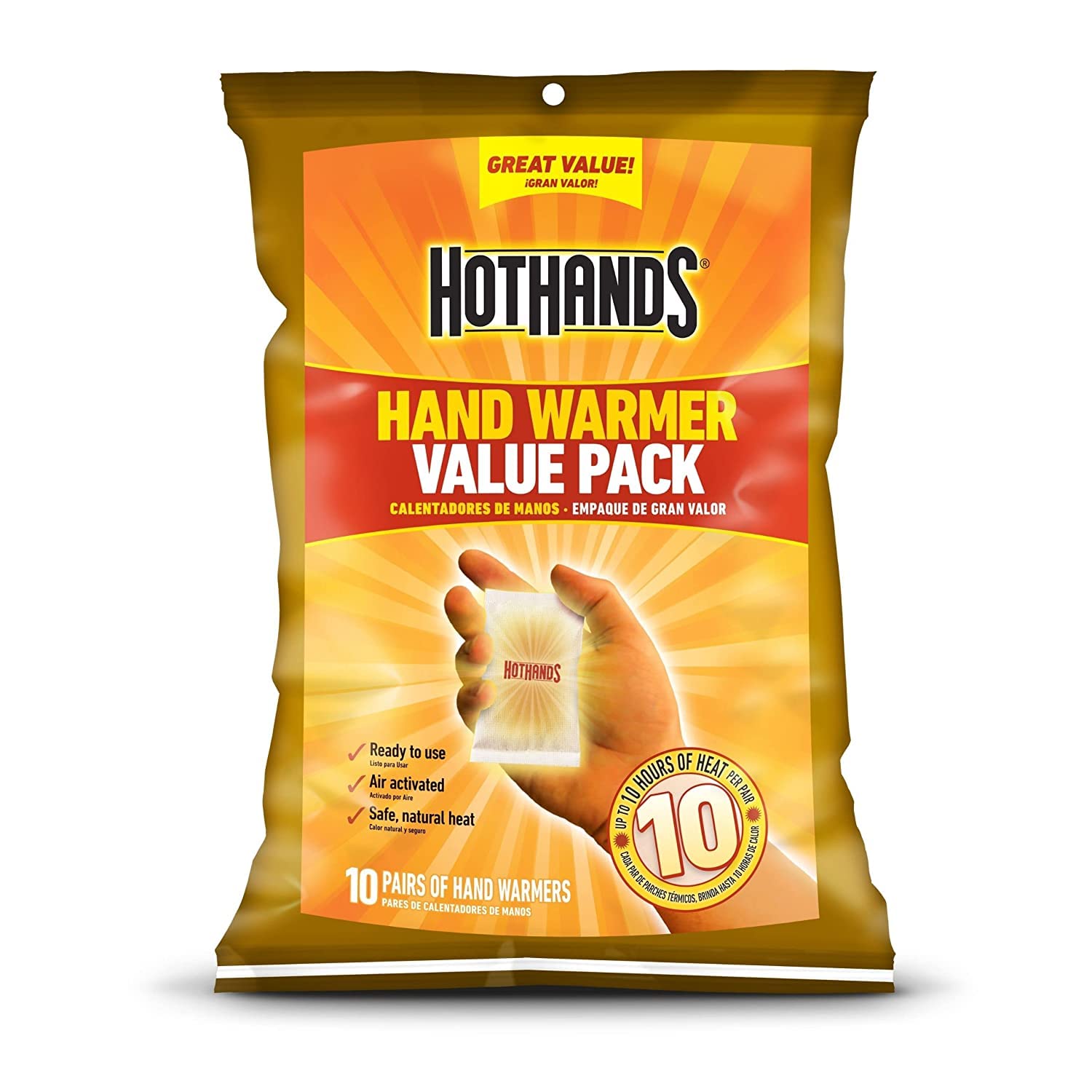 HotHands Hand Warmers - 10 Pack | Reusable & Long-Lasting Heat for Outdoor Activities, Hunting, Skiing & Winter Sports | Instant Warmth in Cold Weather