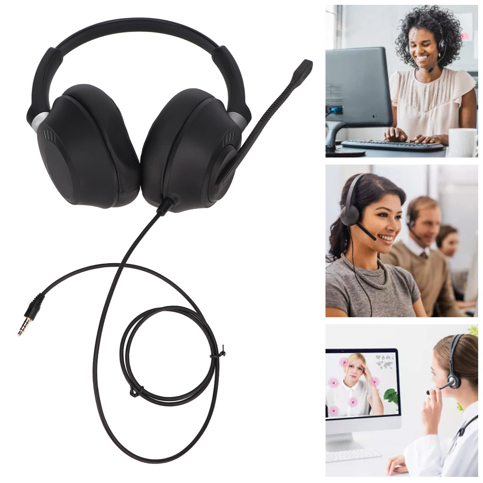 HXLAB Binaural Noise Cancelling Headset with USB Sound Card - Adjustable Comfort Wired Headphones for Office, Telephone, Counseling & Insurance Professionals - Perfect for Call Centers, Remote Work & Customer Service