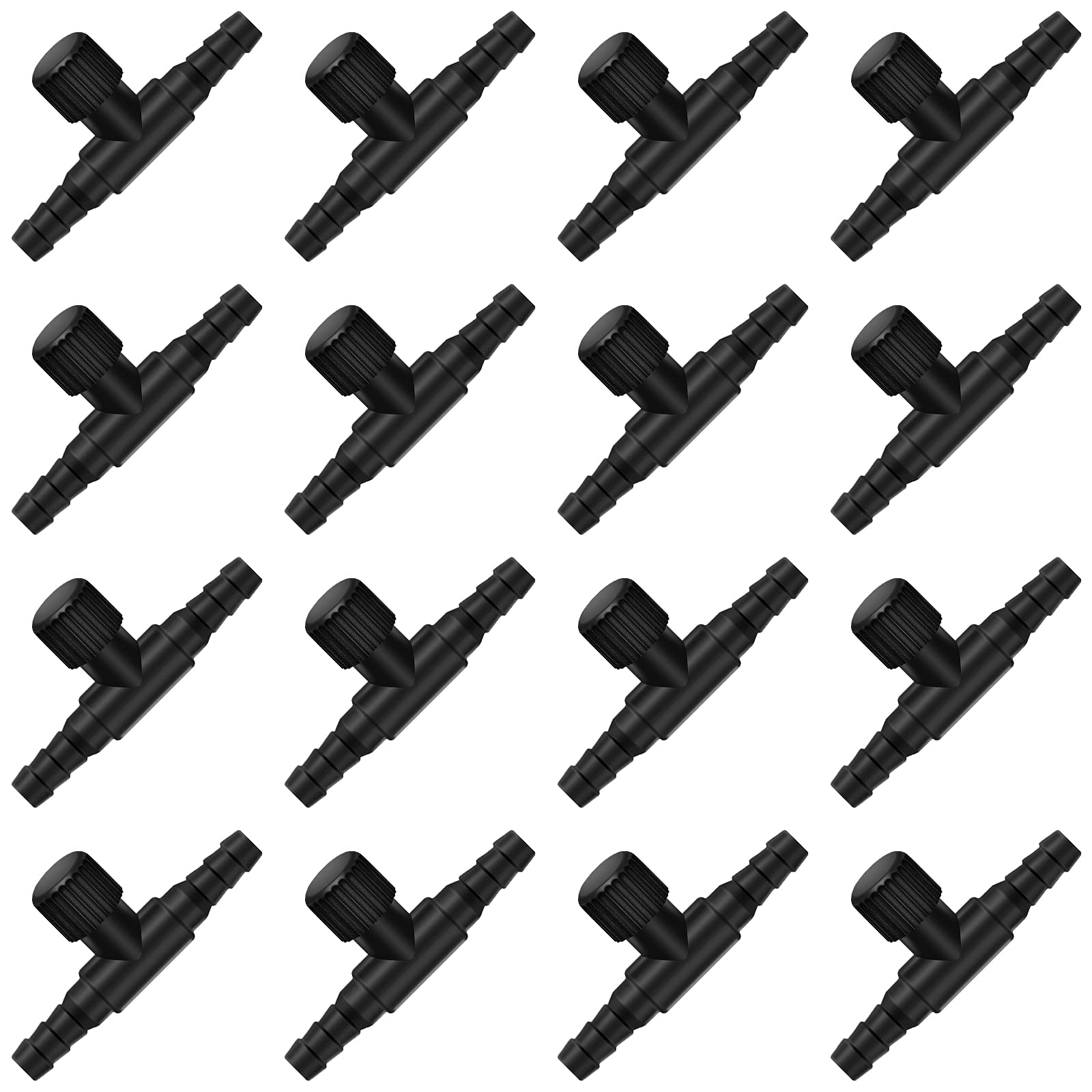 Honoson 30-Piece Aquarium Air Pump Control Valves - T-Shaped Single Way Plastic Air Flow Regulator for 4mm Hose & Airline Tubing Connector - Perfect for Fish Tank, Hydroponics & Air Stone Systems