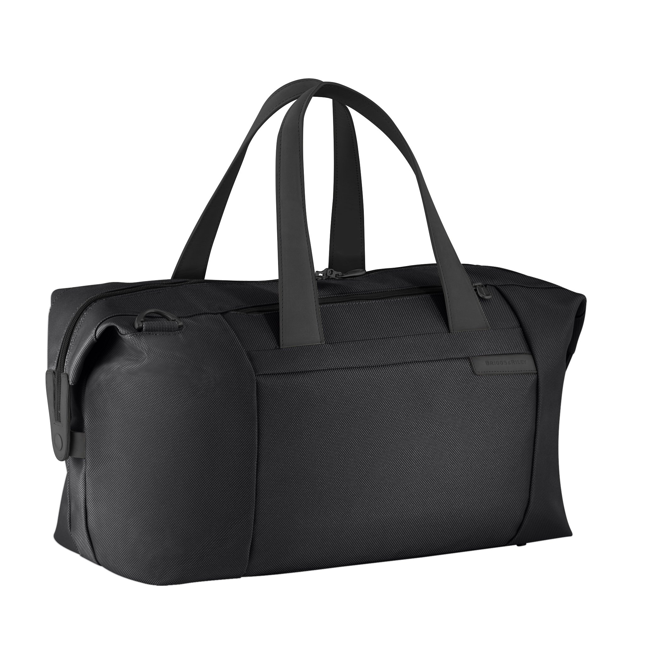 Briggs & Riley Baseline Large Travel Satchel - Black One Size Carry-On Bag for Business Travel & Weekender Trips | Durable Leather Laptop Briefcase with Spacious Compartments