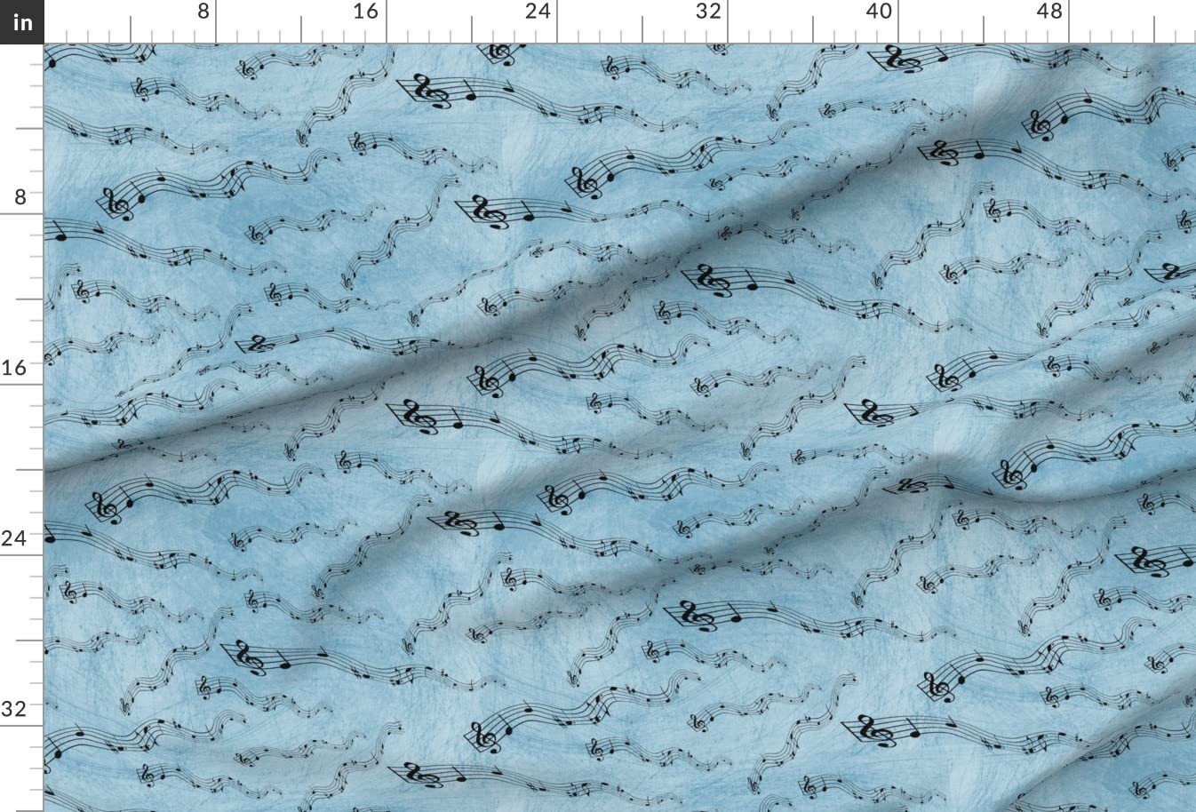 Premium Spoonflower Fabric - Blue Music Notes Printed on Soft Minky Fabric by The Yard - Perfect for Sewing Baby Blankets, Quilt Backing & Plush Toys | DIY Nursery Decor & Cozy Home Projects