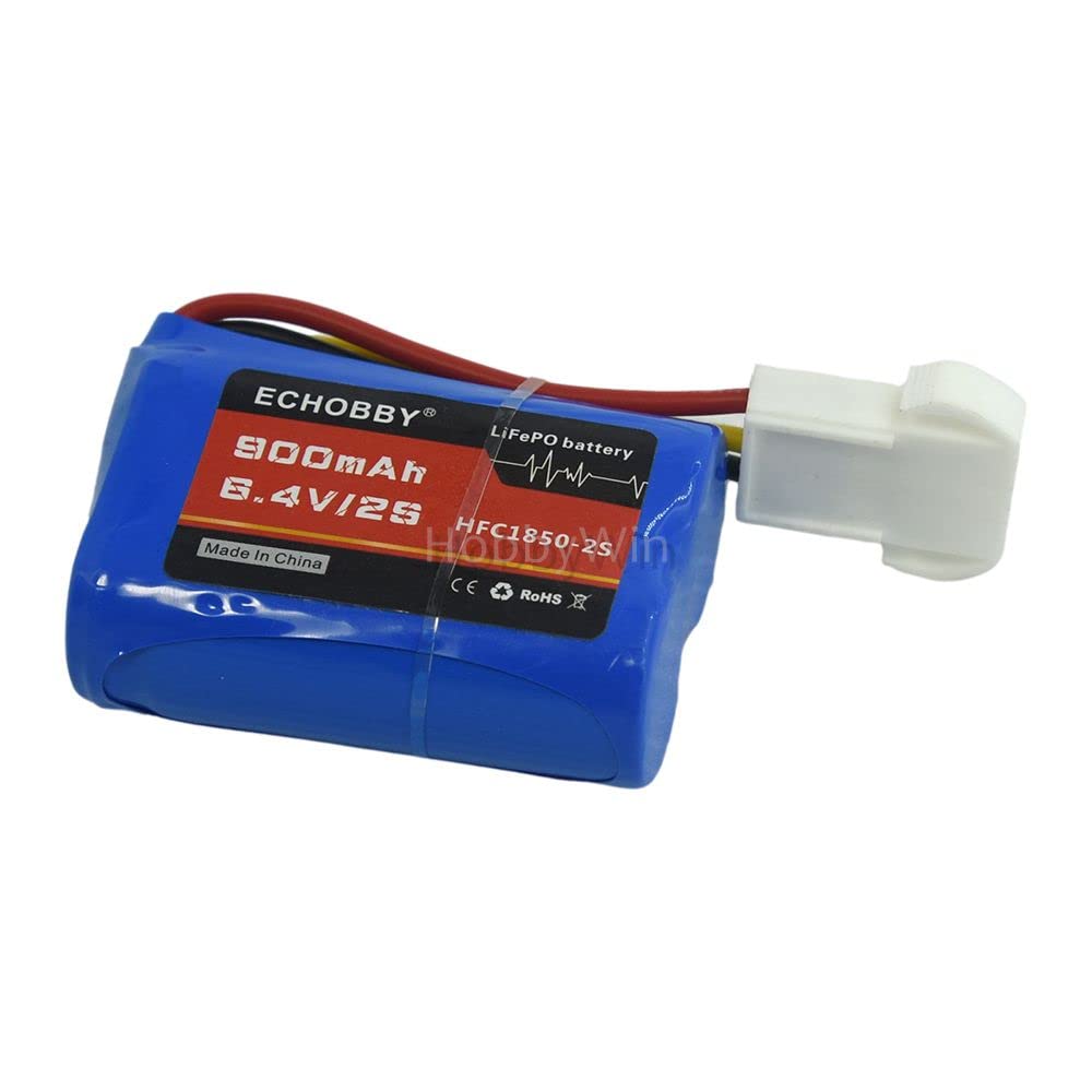 6.4V 2S 900mAh 18500 LiFePO4 Rechargeable Battery Pack with EL4.5-3P Female Plug for RC Cars, Racing Vehicles & Speed Boats - Perfect for High-Performance Remote Control Hobbies