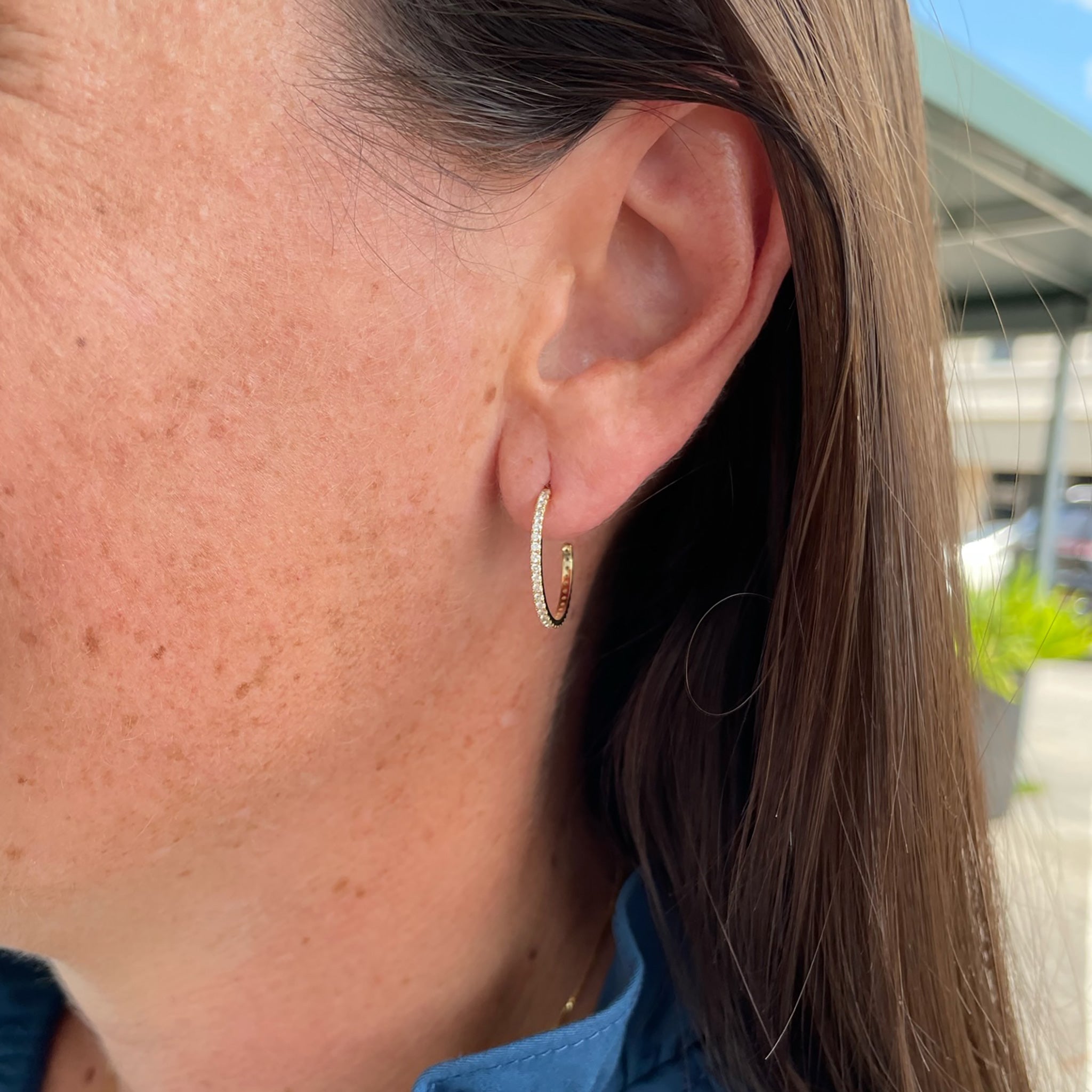 14K Gold Hoop Earrings with Genuine White Diamonds - Elegant Dangle Earrings for Women, Perfect for Weddings, Parties & Everyday Luxury