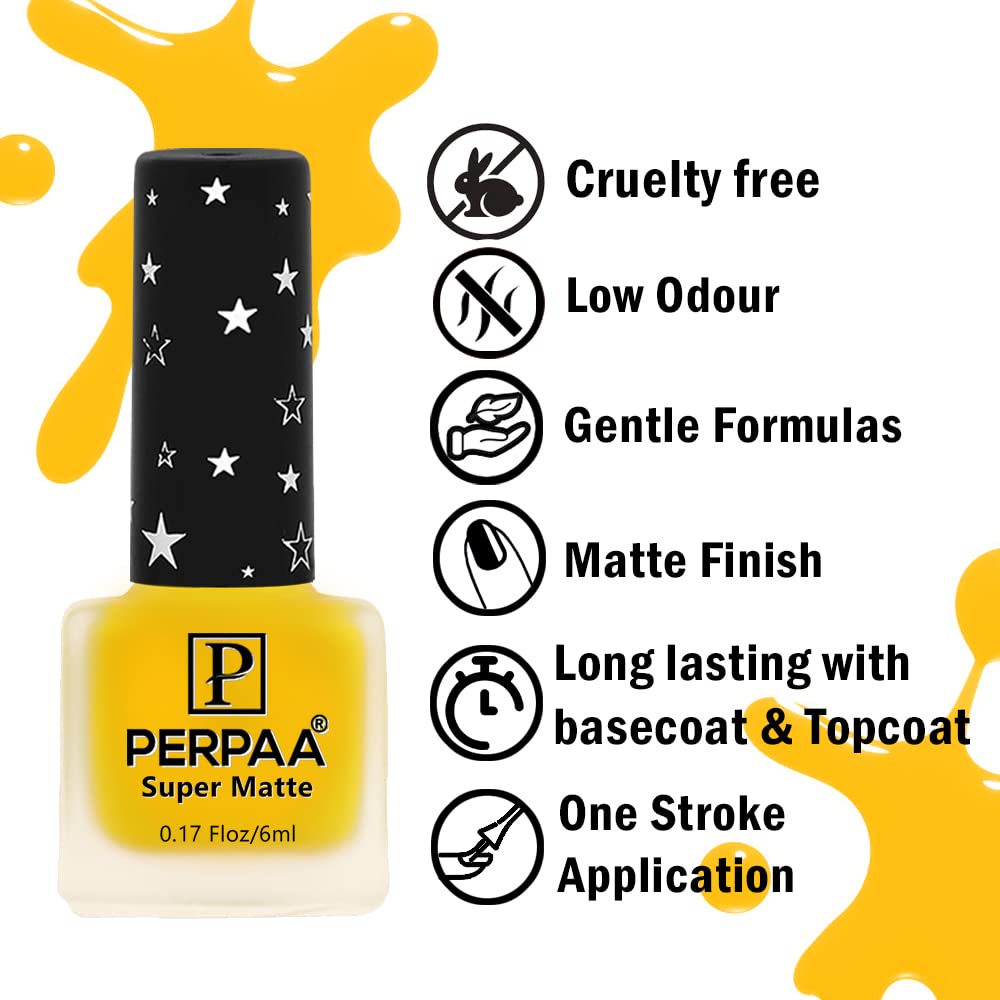 PERPAA® Super Matte Quick-Dry Nail Polish - Long Lasting, Chip Resistant Nail Paint for Women - 6ml Each - 6 Piece Multi-Color Combo (No.34) - Perfect for Everyday Wear, Parties, and Special Occasions